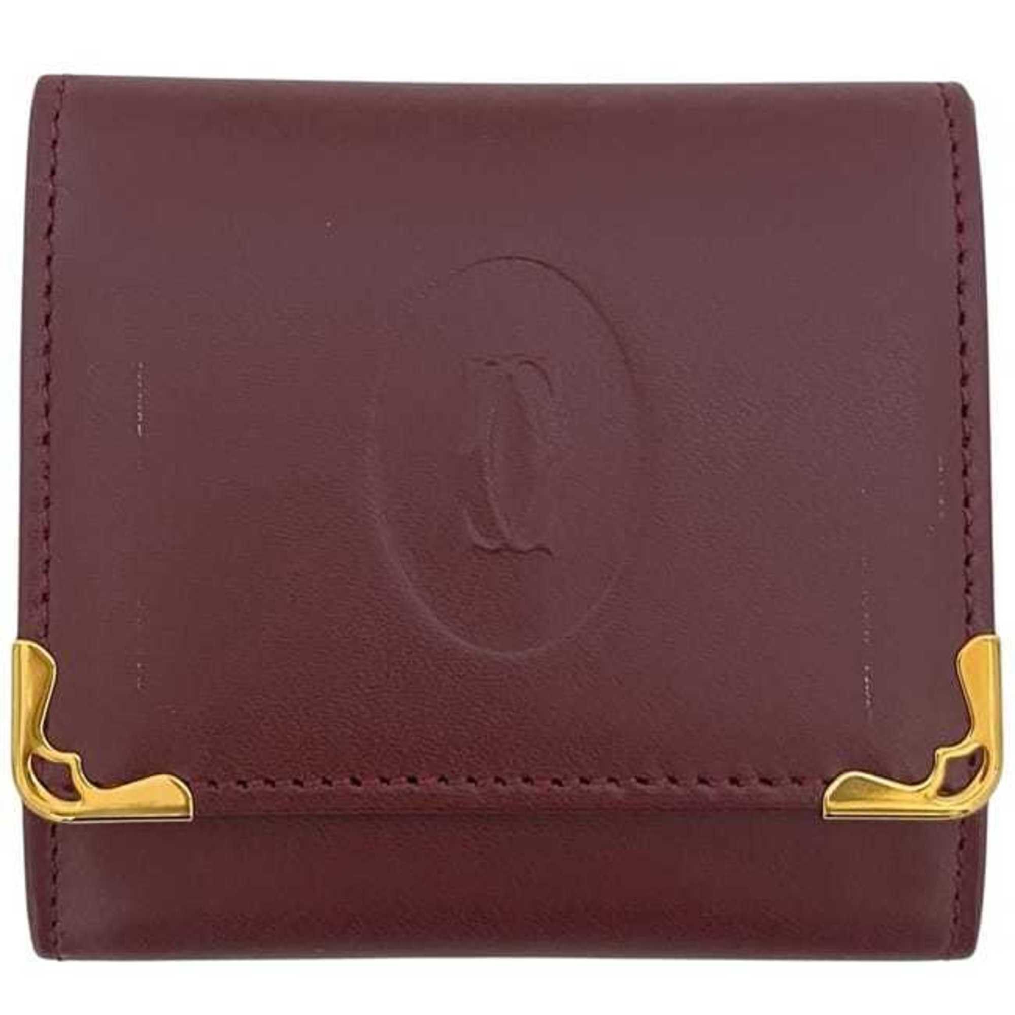 Cartier Cartier coin case ec-23732 Bordeaux Must purse leather Mini men's and women's compact wine red matte wallet Size ONE SIZE - 8 Thumbnail