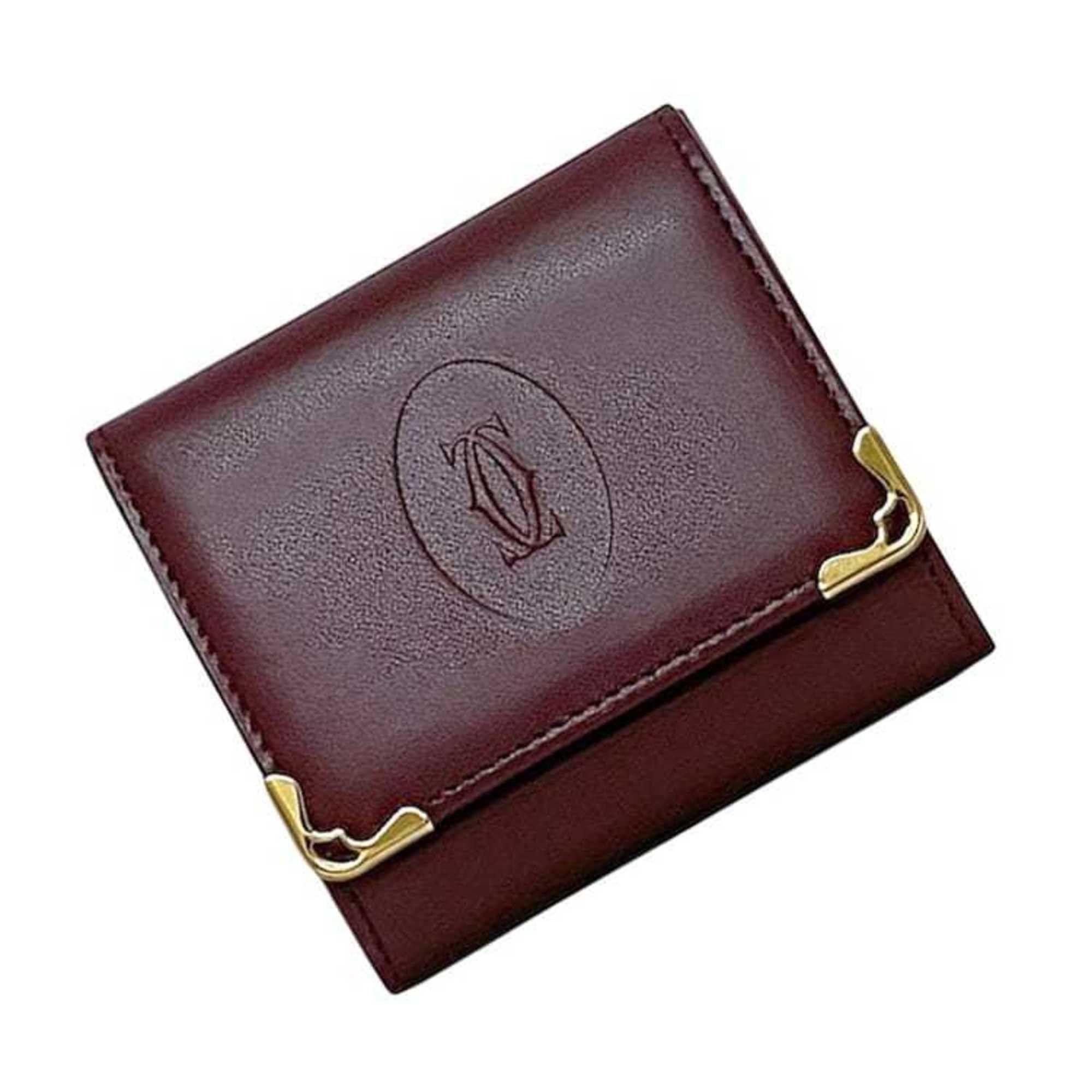 Cartier Cartier coin case ec-23732 Bordeaux Must purse leather Mini men's and women's compact wine red matte wallet Size ONE SIZE - 2 Thumbnail
