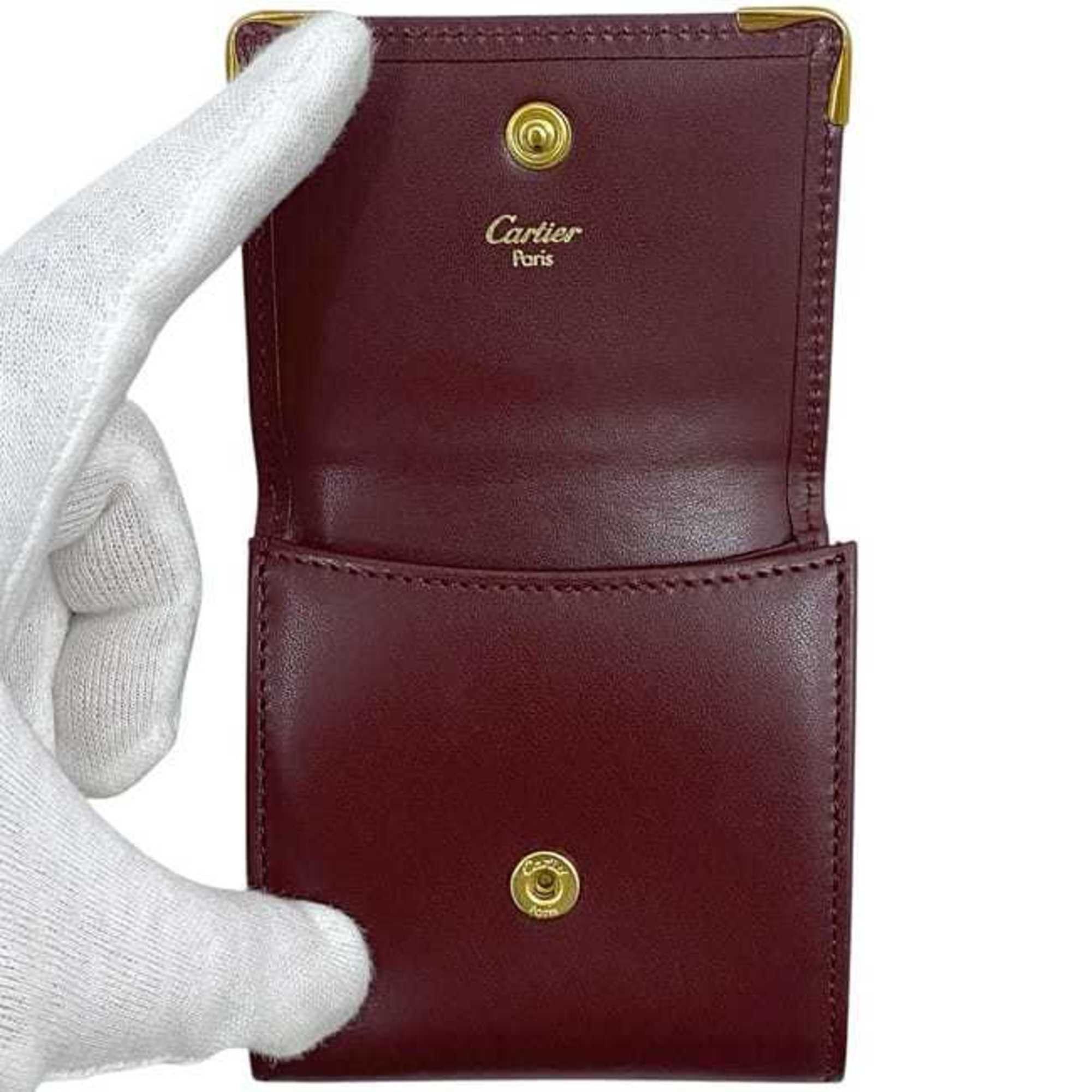 Cartier Cartier coin case ec-23732 Bordeaux Must purse leather Mini men's and women's compact wine red matte wallet Size ONE SIZE - 5 Thumbnail