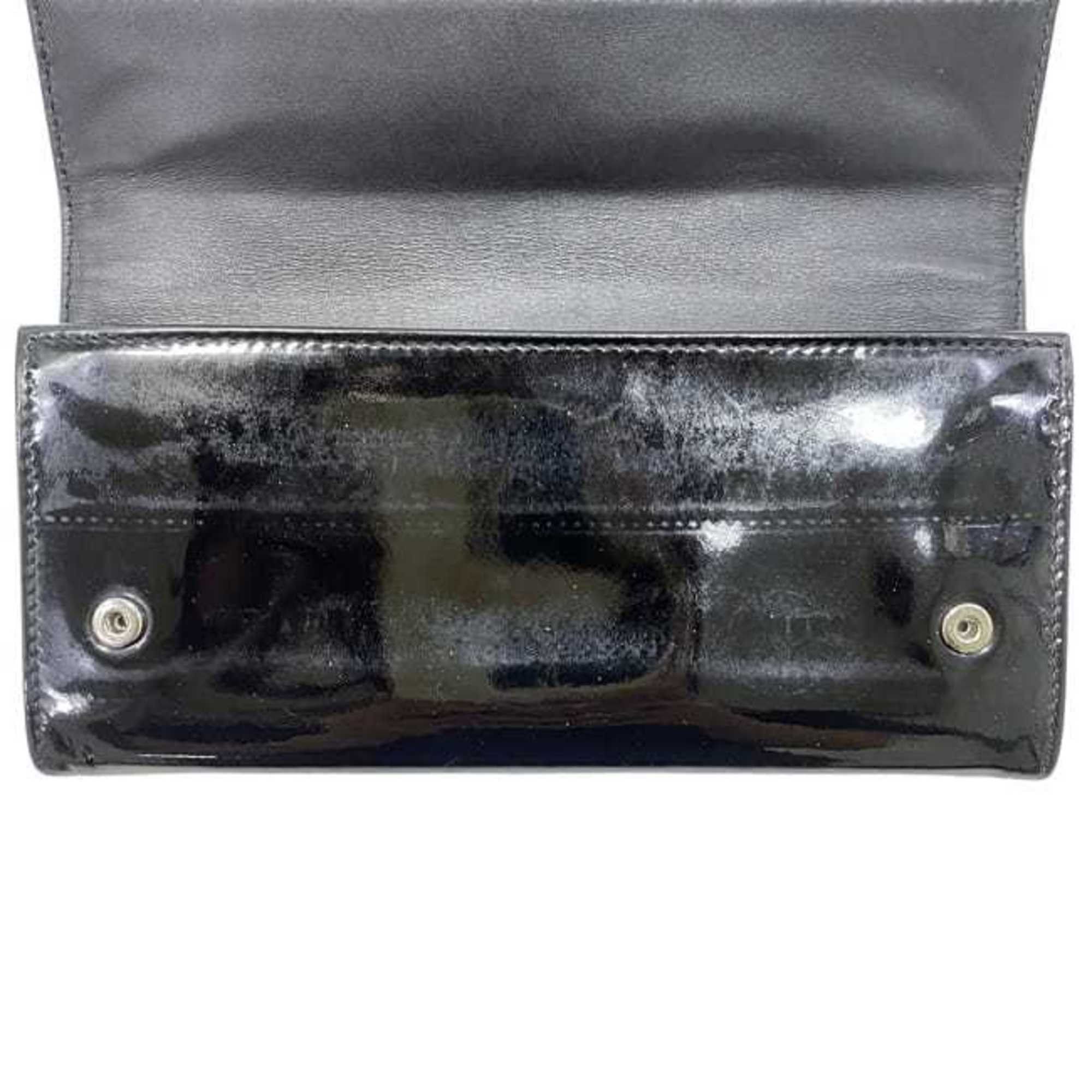 Miu Miu Miu Bifold Long Wallet ec-23768 Black Patent Leather