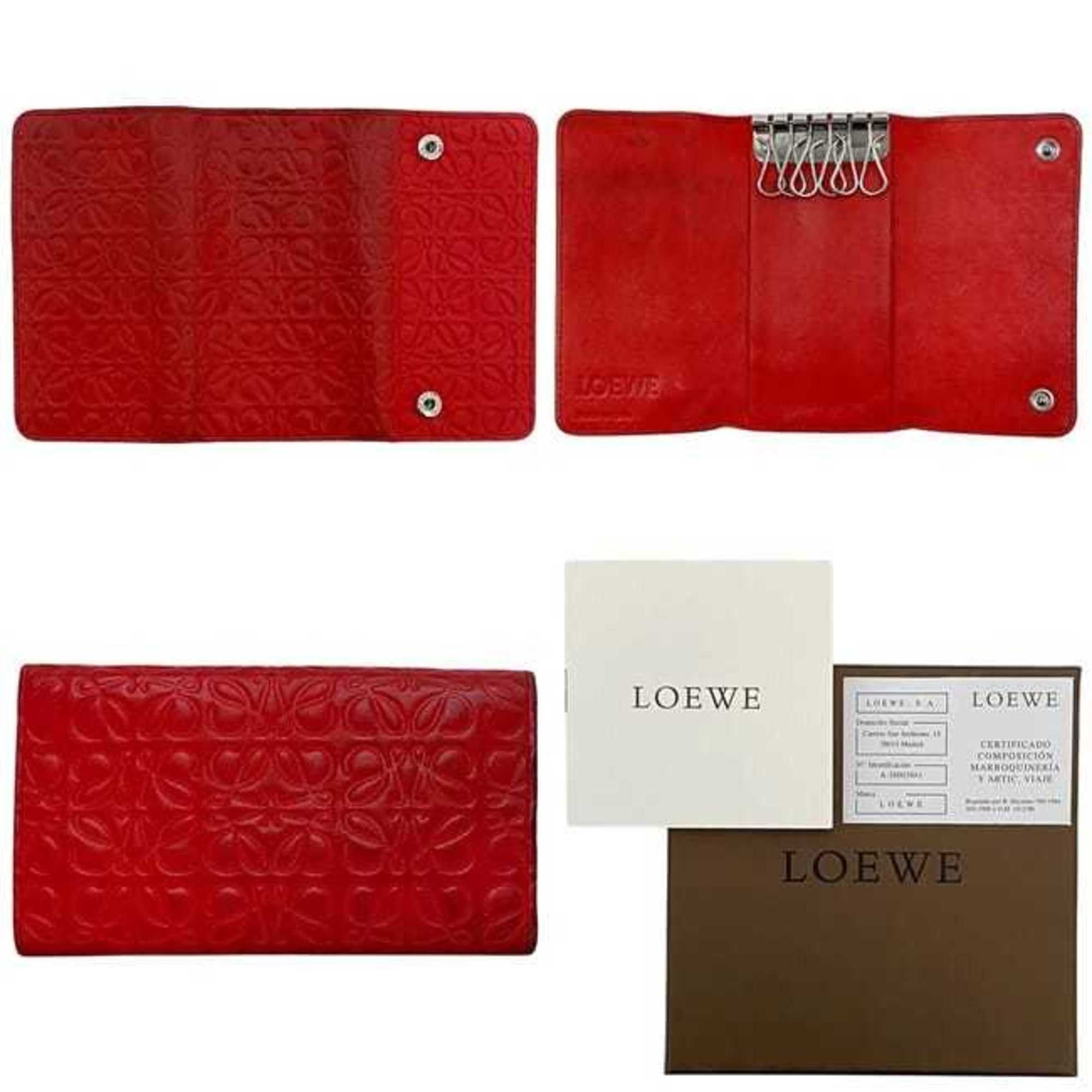 Loewe Loewe 6-ring key case ec-23814 Red Repeat Anagram 160.17.010 Leather 411706 LOEWE Men's and Women's Size ONE SIZE - 3 Thumbnail