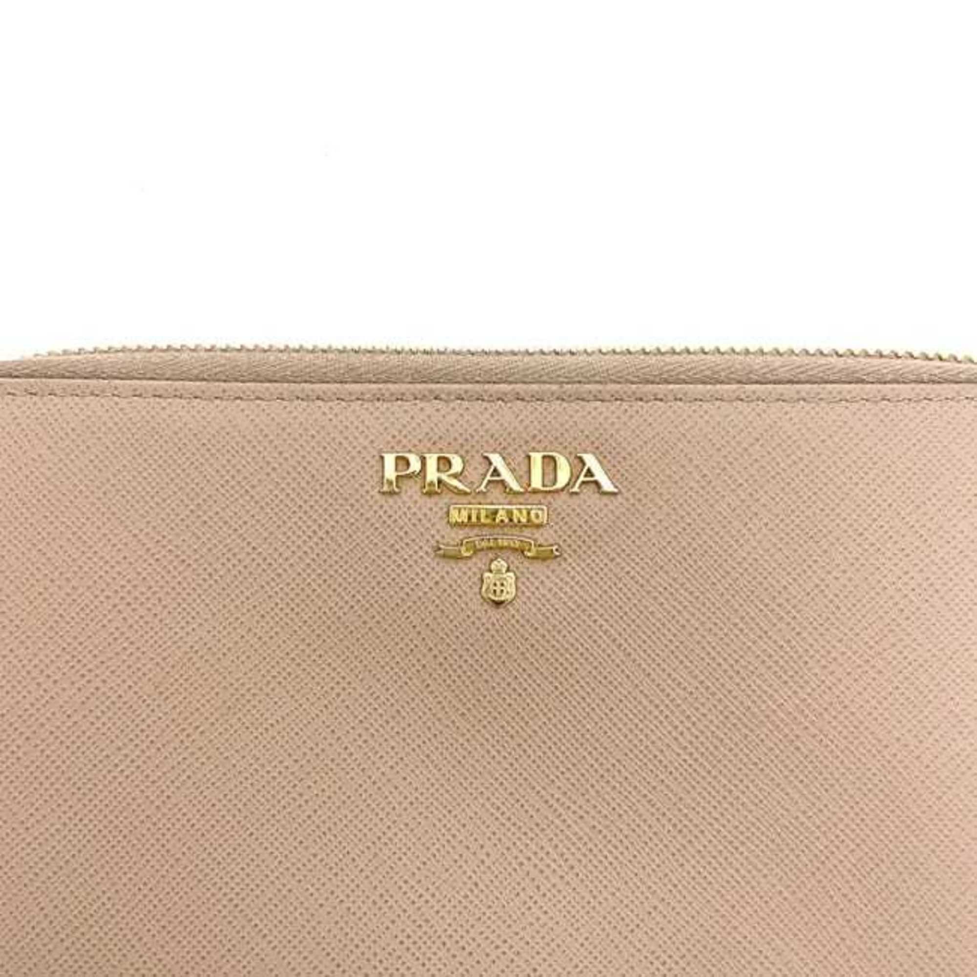 Prada Prada Round Long Wallet ec-23907 Beige 1ML506 Saffiano Leather 12S PRADA Women's Size ONE SIZE - 7 Thumbnail