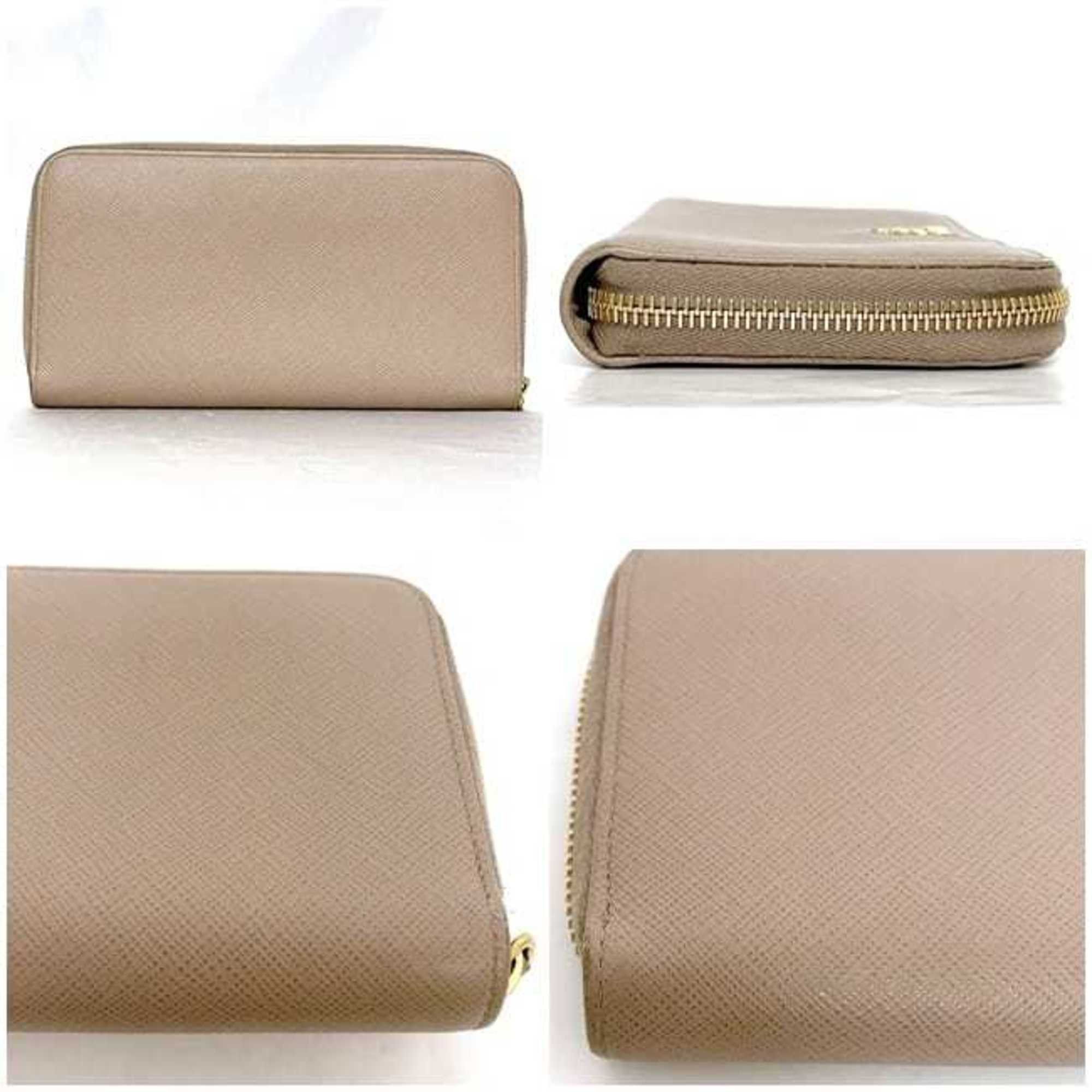 Prada Prada Round Long Wallet ec-23907 Beige 1ML506 Saffiano Leather 12S PRADA Women's Size ONE SIZE - 3 Thumbnail