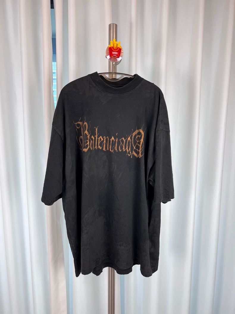 Balenciaga Balenciaga 23SS Distressed Slogan Short Sleeve - dmc Size US M / EU 48-50 / 2 - 2 Thumbnail