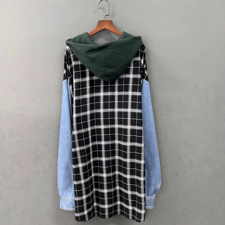 Balenciaga Balenciaga Denim Patchwork Hooded Shirt - dmc Size US XL / EU 56 / 4 - 2 Thumbnail