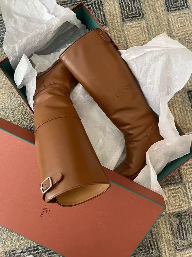 Loro Piana Loro Piana 24AW Brown Leather Knee-High Boots - dmc Size US 6 / EU 39 - 2 Thumbnail