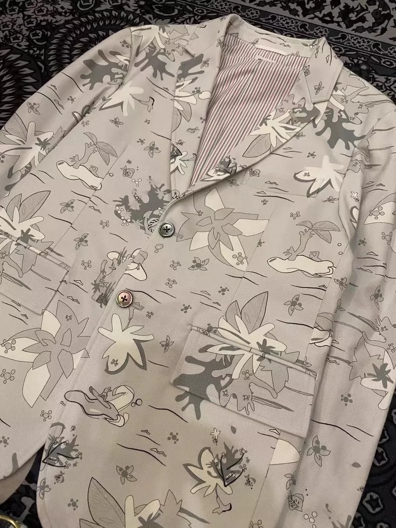 Thom Browne Thom Browne Printed Gray White Blazer - dmc Size US S / EU 44-46 / 1 - 3 Thumbnail
