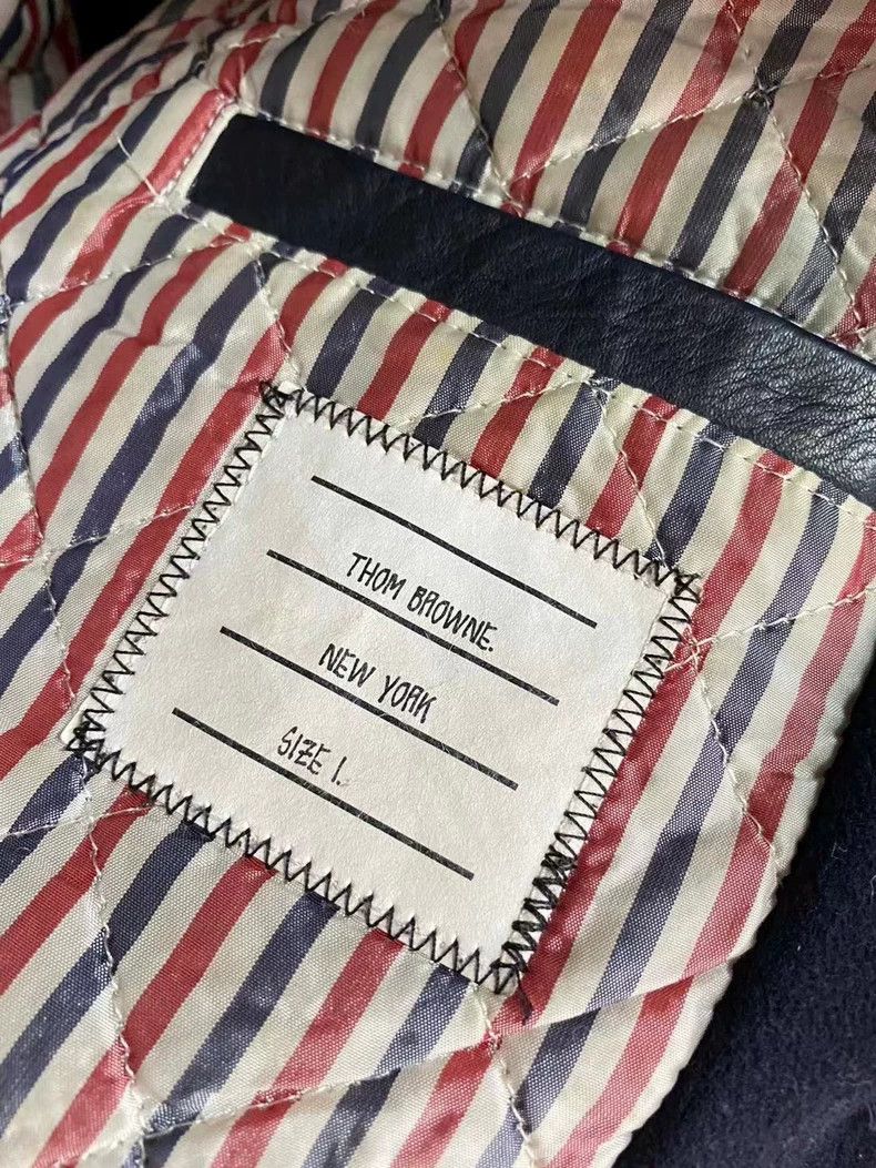 Thom Browne Thom Browne TB Leather Sleeve Bomber Jacket - dmc Size US S / EU 44-46 / 1 - 4 Thumbnail