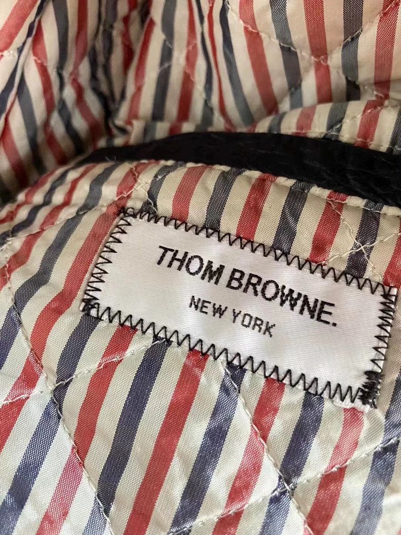 Thom Browne Thom Browne TB Leather Sleeve Bomber Jacket - dmc Size US S / EU 44-46 / 1 - 3 Thumbnail