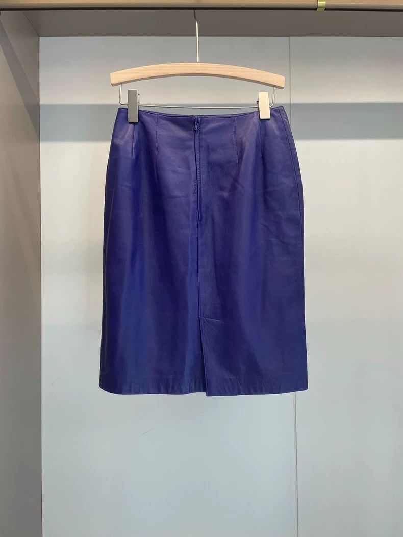 Loewe Loewe Purple Leather Knee-Length Skirt - dmc Size US 31 - 2 Thumbnail