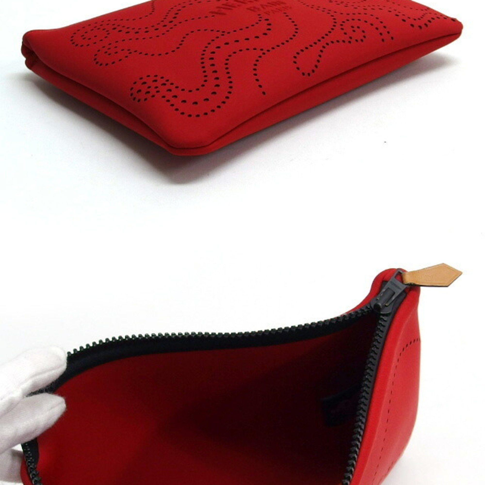 Hermes Hermès Neoban MM Perforated Octopus Embossed Pouch in Red Size ONE SIZE - 4 Thumbnail