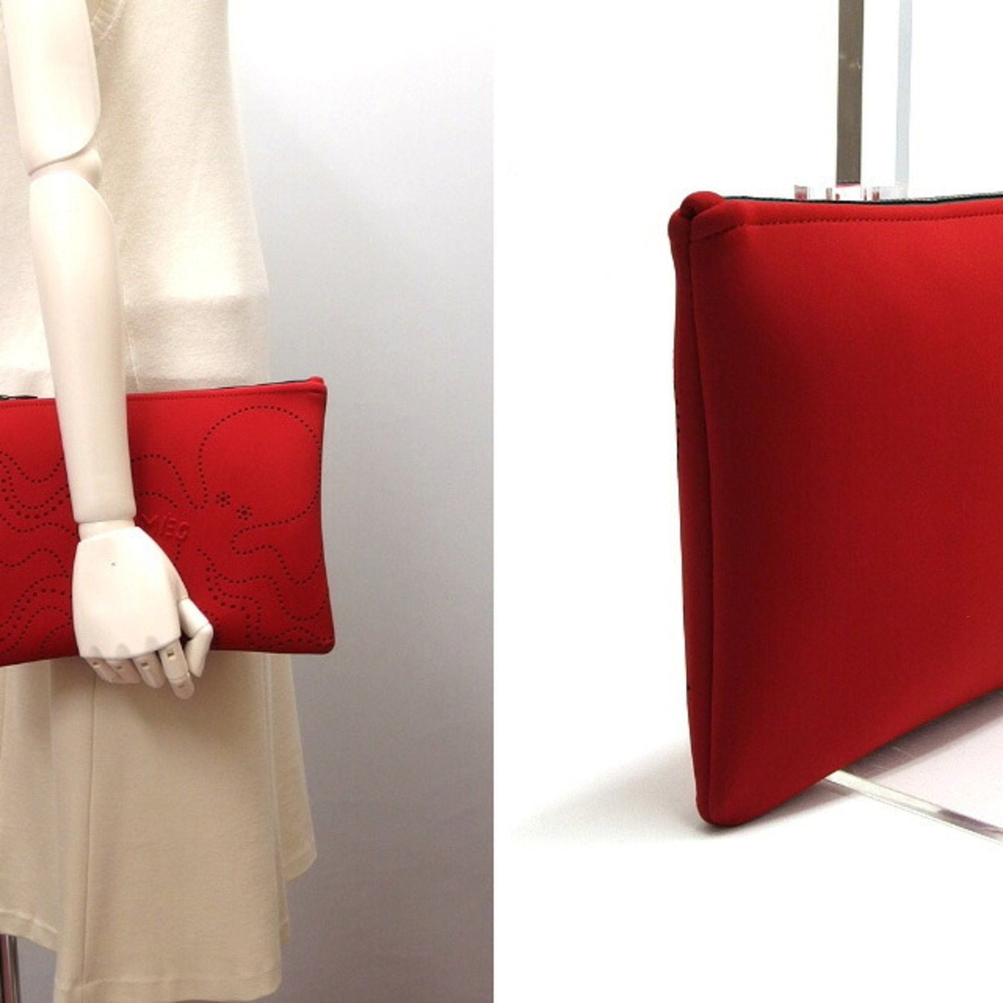 Hermes Hermès Neoban MM Perforated Octopus Embossed Pouch in Red Size ONE SIZE - 3 Thumbnail