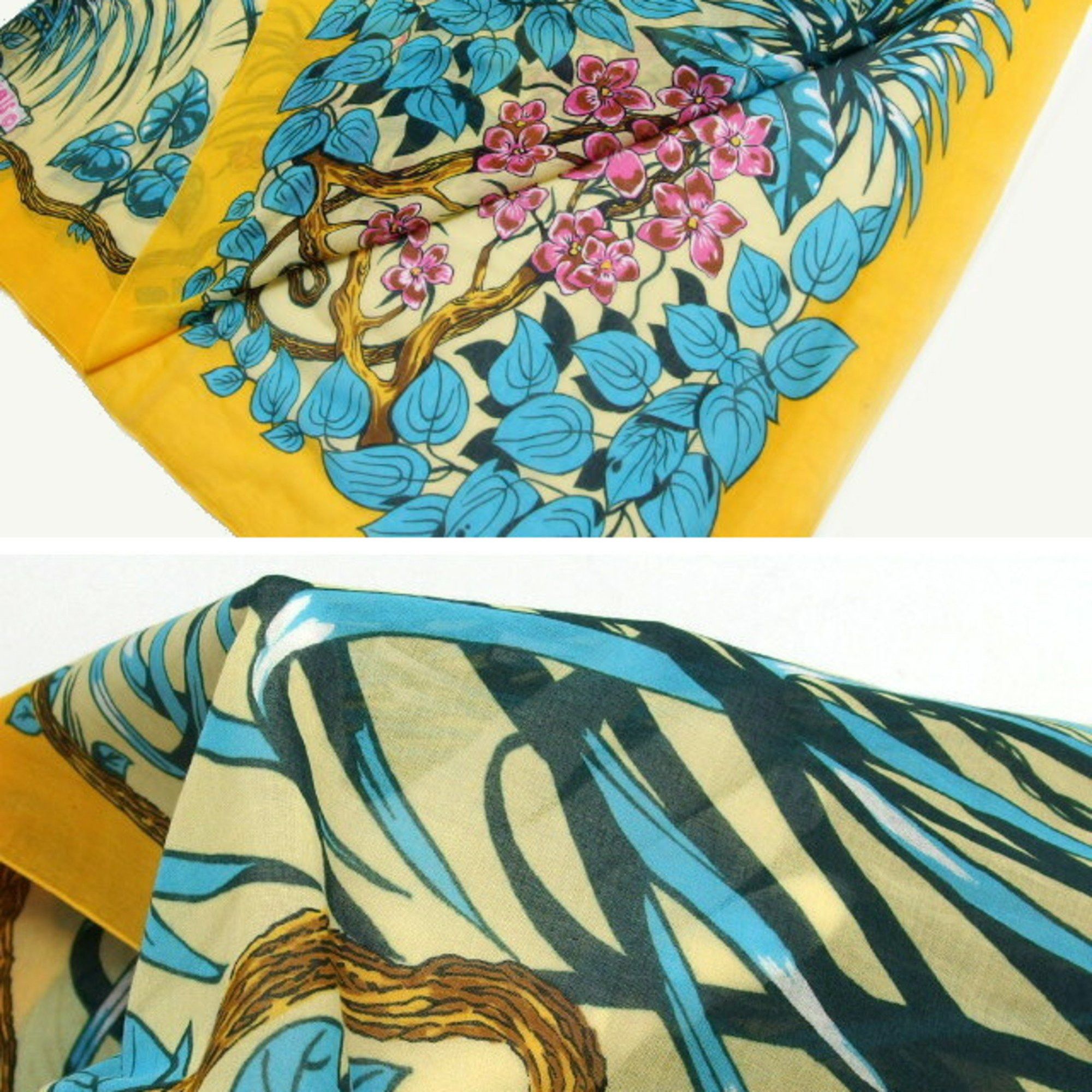 Hermes Hermes Large Stole/Scarf, Cotton Pareo, Leopard Print, Jungle Love, Yellow Size ONE SIZE - 7 Thumbnail