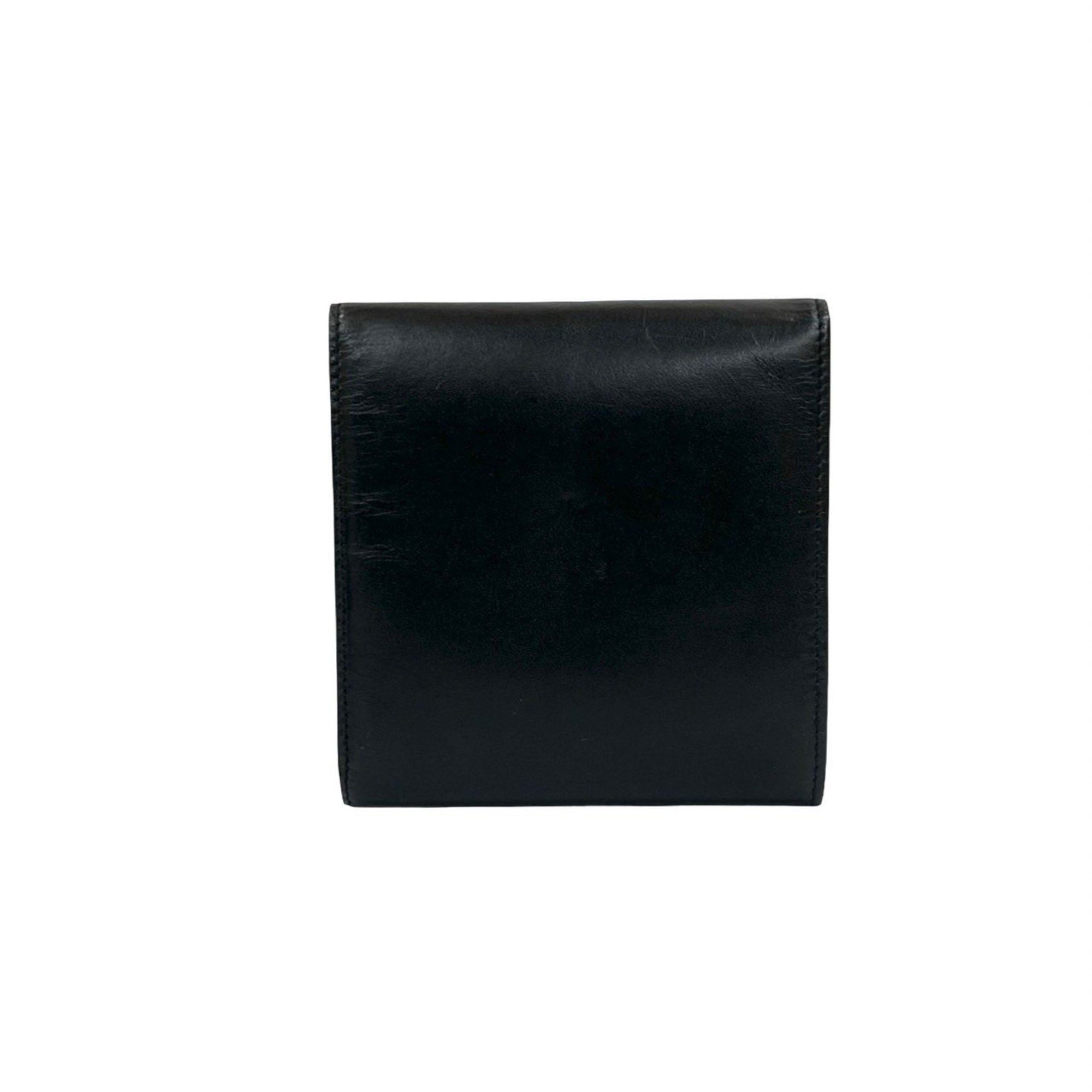 Celine CELINE Vintage Macadam Blason Pattern Leather Bifold Wallet in Black and Brown (35876) Size ONE SIZE - 2 Thumbnail