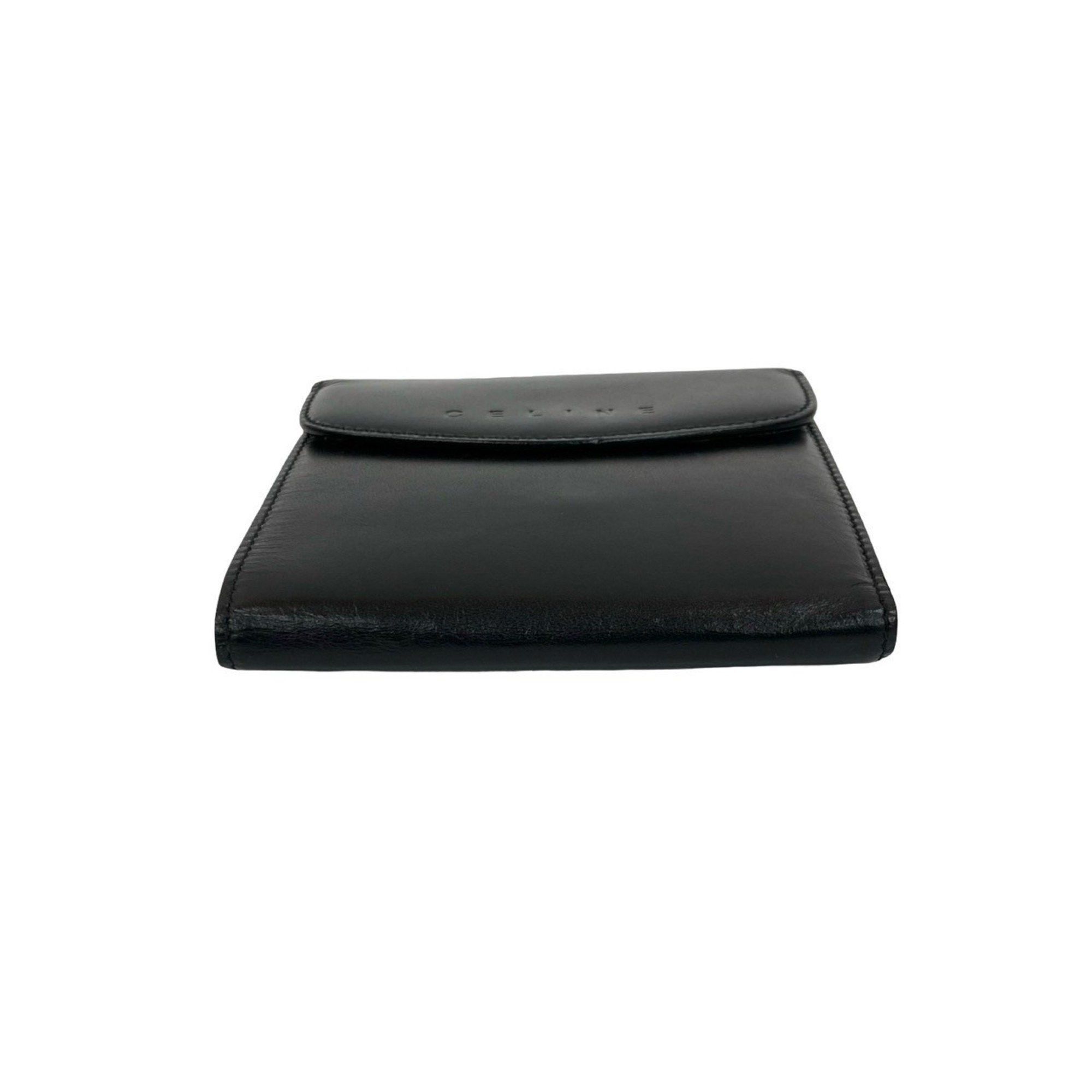Celine CELINE Vintage Macadam Blason Pattern Leather Bifold Wallet in Black and Brown (35876) Size ONE SIZE - 6 Thumbnail