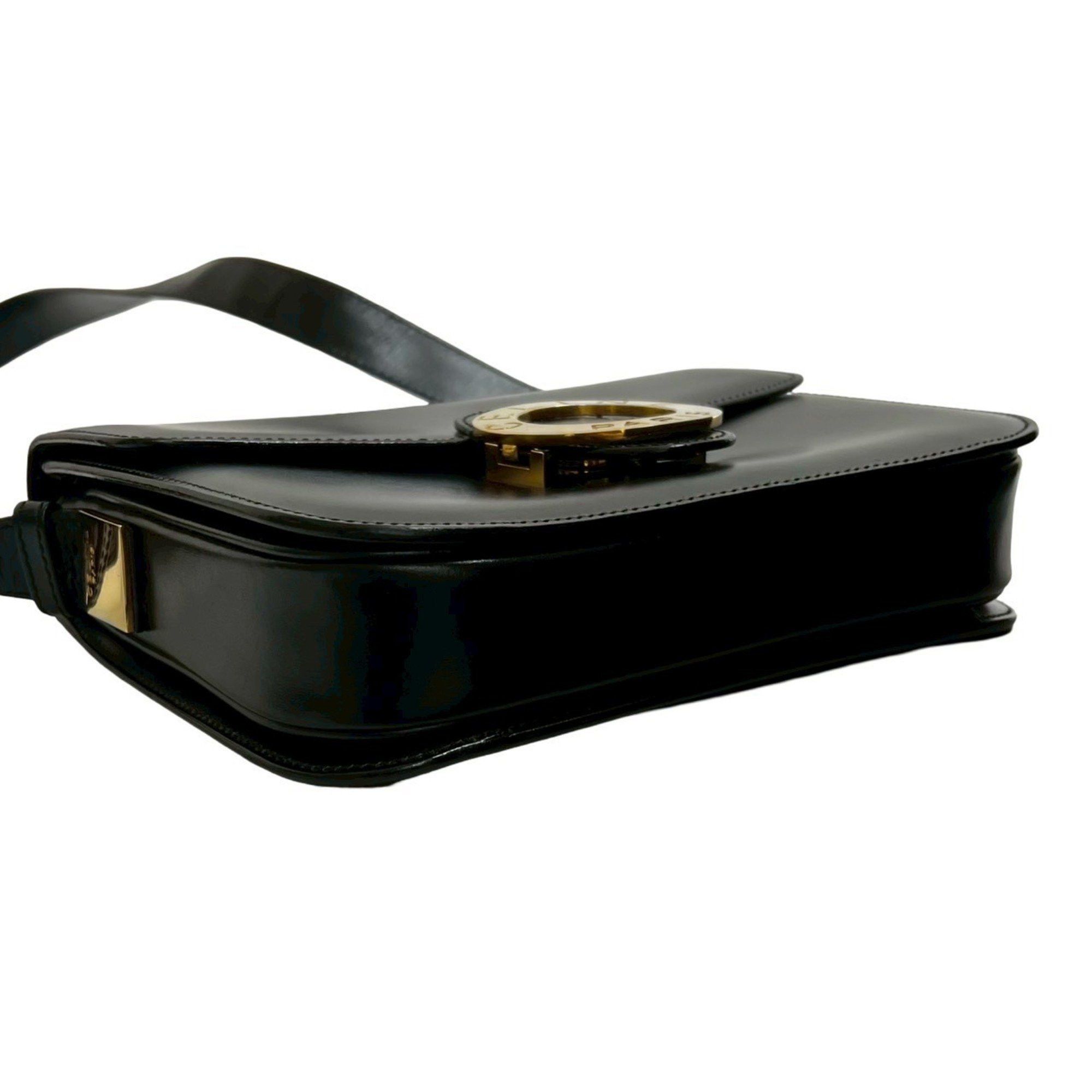 Celine CELINE Vintage Circle Logo Hardware Calf Leather Shoulder Bag/Pochette/Sacoche Black 23671 Size ONE SIZE - 7 Thumbnail