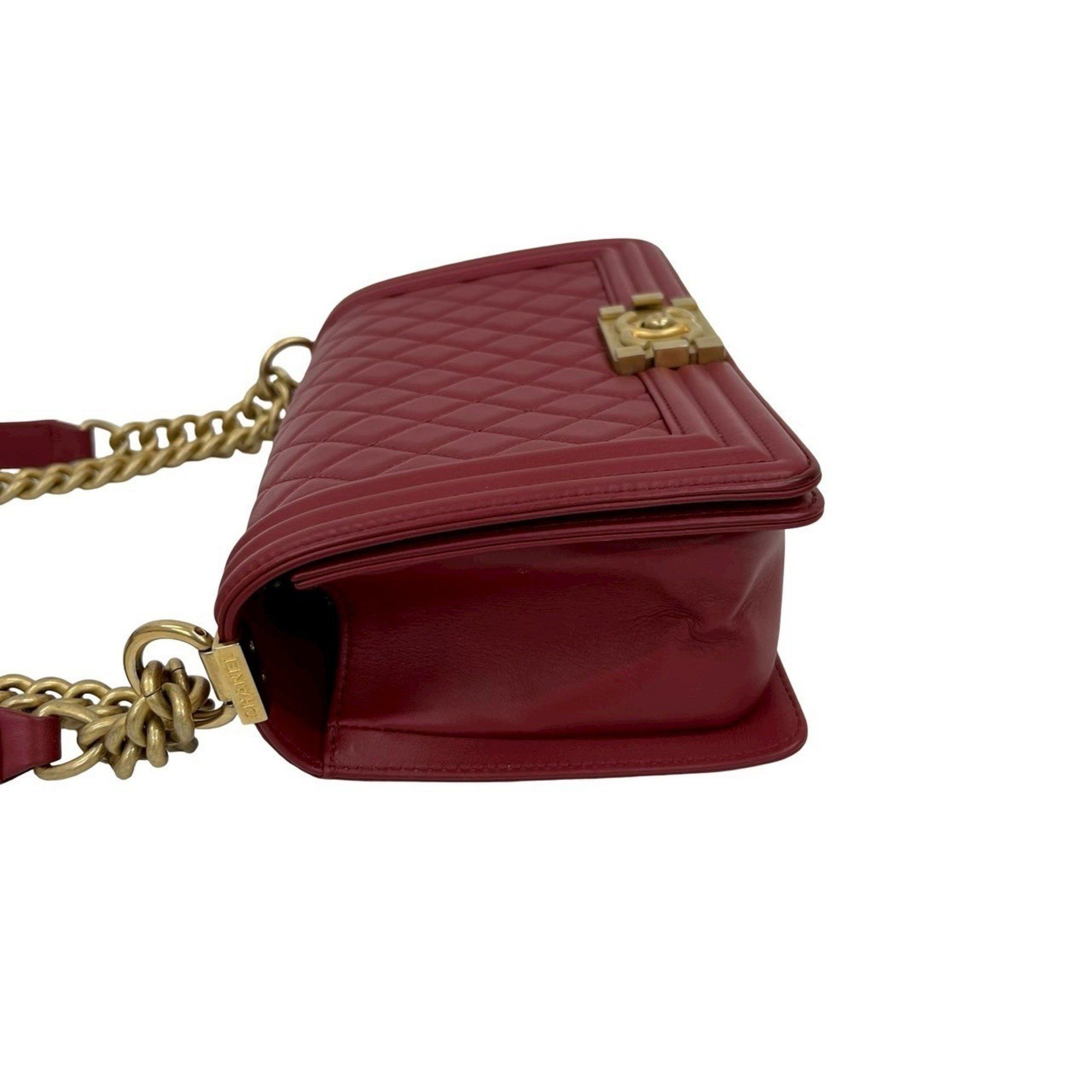 Chanel CHANEL Boy Chanel Lambskin Coco Mark Chain Shoulder Bag in Red, No. 26, 42526 Size ONE SIZE - 5 Thumbnail