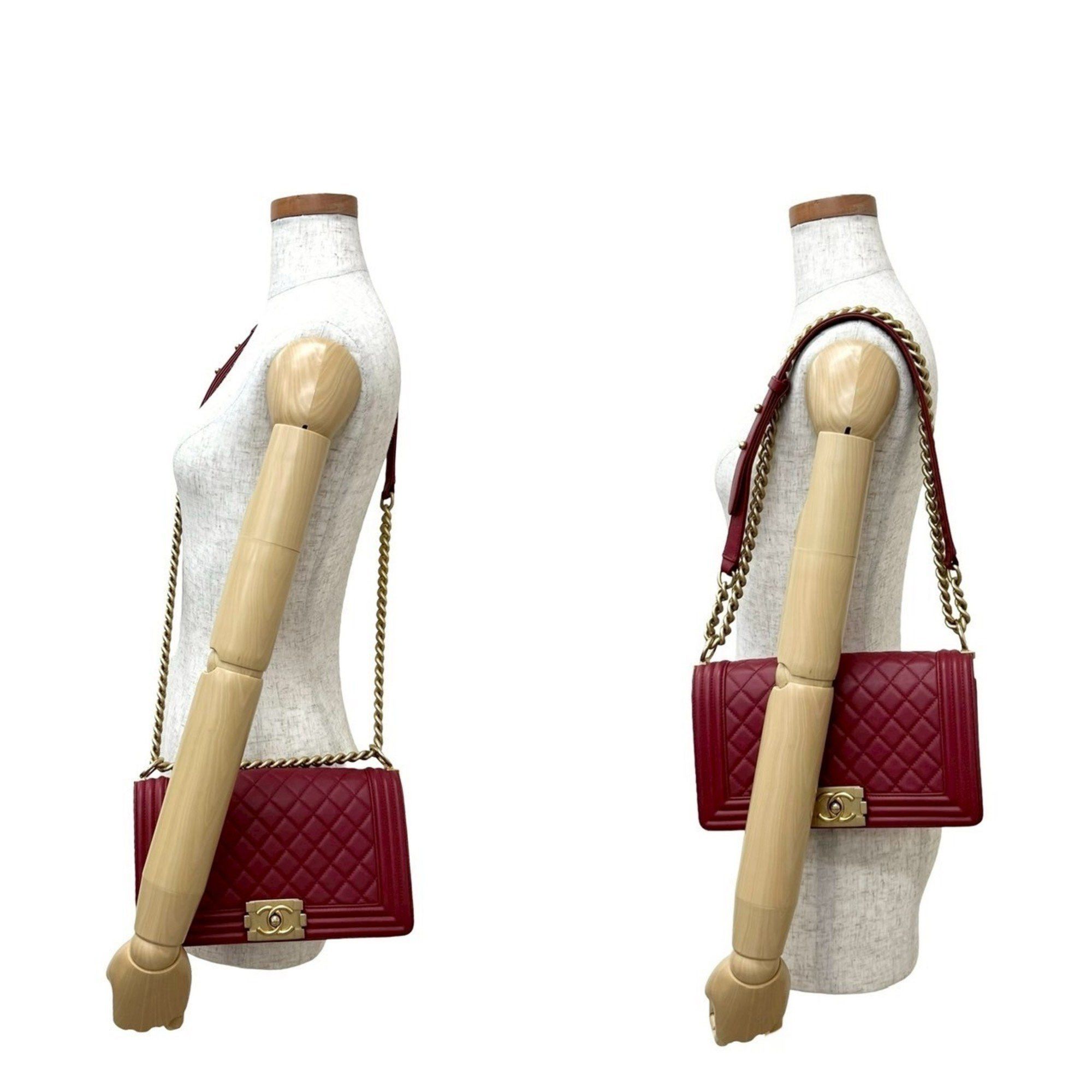 Chanel CHANEL Boy Chanel Lambskin Coco Mark Chain Shoulder Bag in Red, No. 26, 42526 Size ONE SIZE - 2 Thumbnail