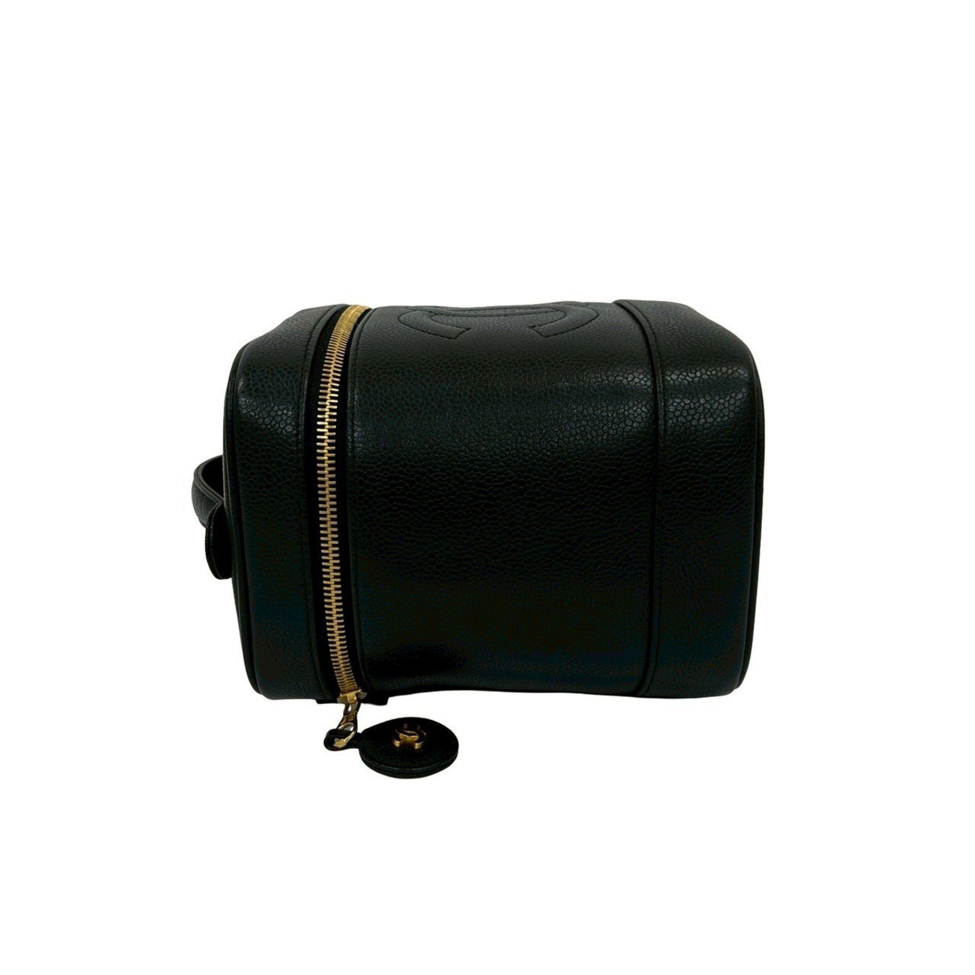 Chanel CHANEL Coco Mark Caviar Skin Vanity Bag Mini Handbag Black 28298 Size ONE SIZE - 5 Thumbnail