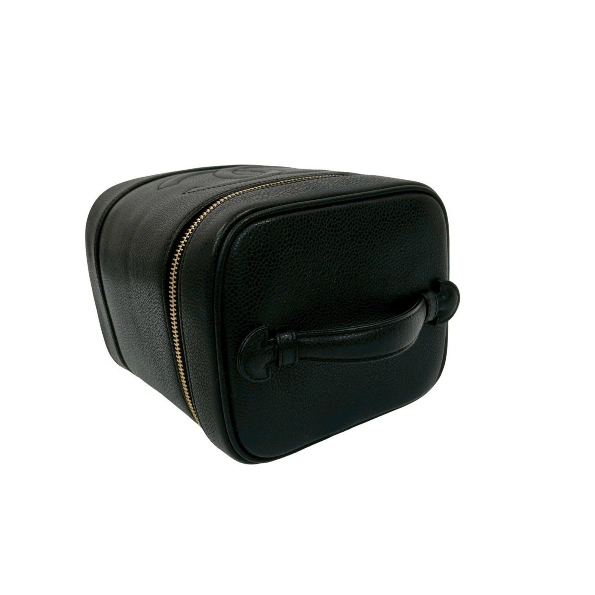 Chanel CHANEL Coco Mark Caviar Skin Vanity Bag Mini Handbag Black 28298 Size ONE SIZE - 4 Thumbnail
