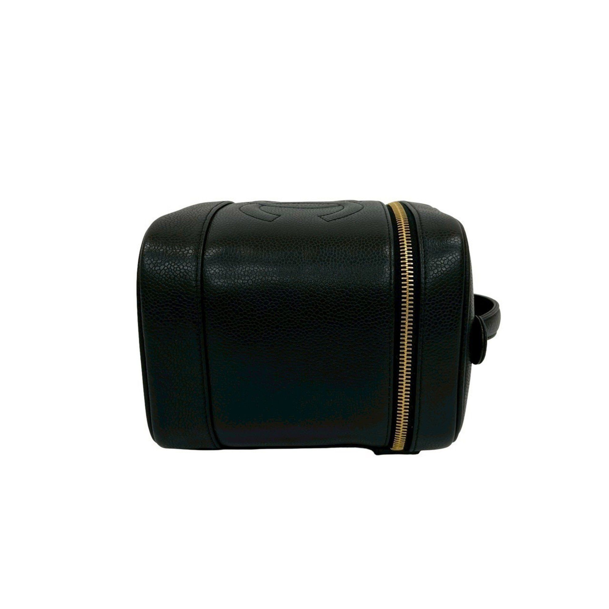 Chanel CHANEL Coco Mark Caviar Skin Vanity Bag Mini Handbag Black 28298 Size ONE SIZE - 6 Thumbnail