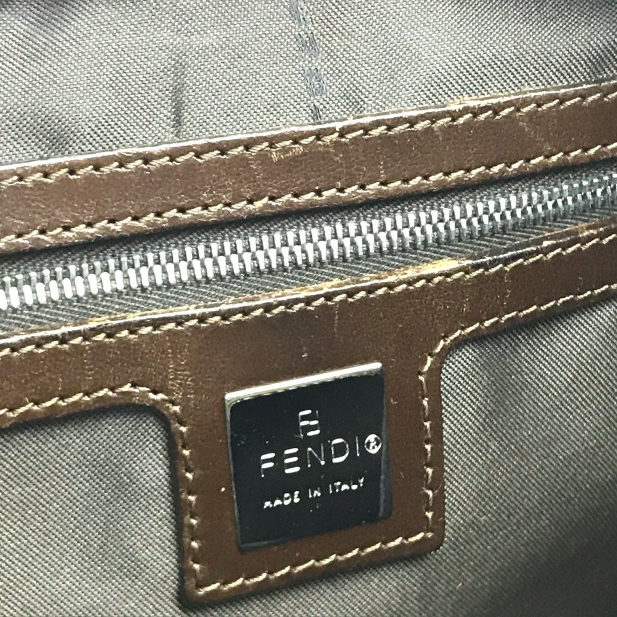 FENDI Zucca FF Pattern Mini Boston Bag Handbag Canvas/Leather Women's Brown