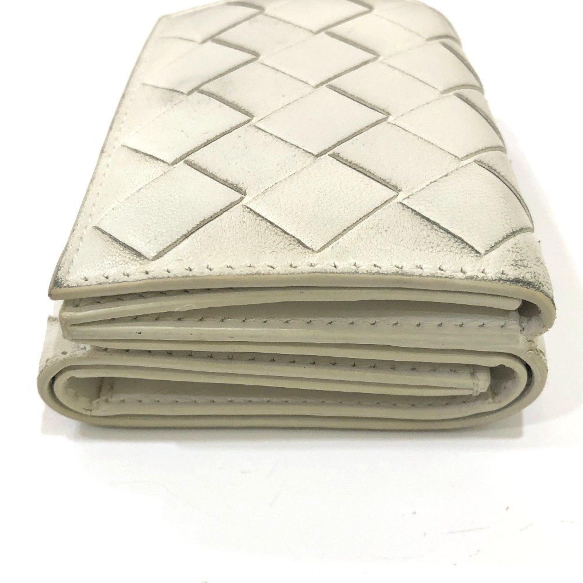 Bottega Veneta BOTTEGA VENETA Intrecciato Compact Wallet Tiny Tri-fold Leather for Women in White Size ONE SIZE - 3 Thumbnail