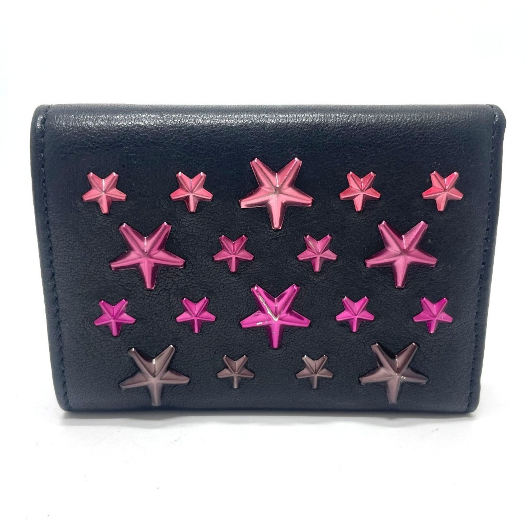 Jimmy Choo JIMMY CHOO Star Stud Wallet, Compact Mini Tri-fold Leather Women's, Black Size ONE SIZE - 2 Thumbnail