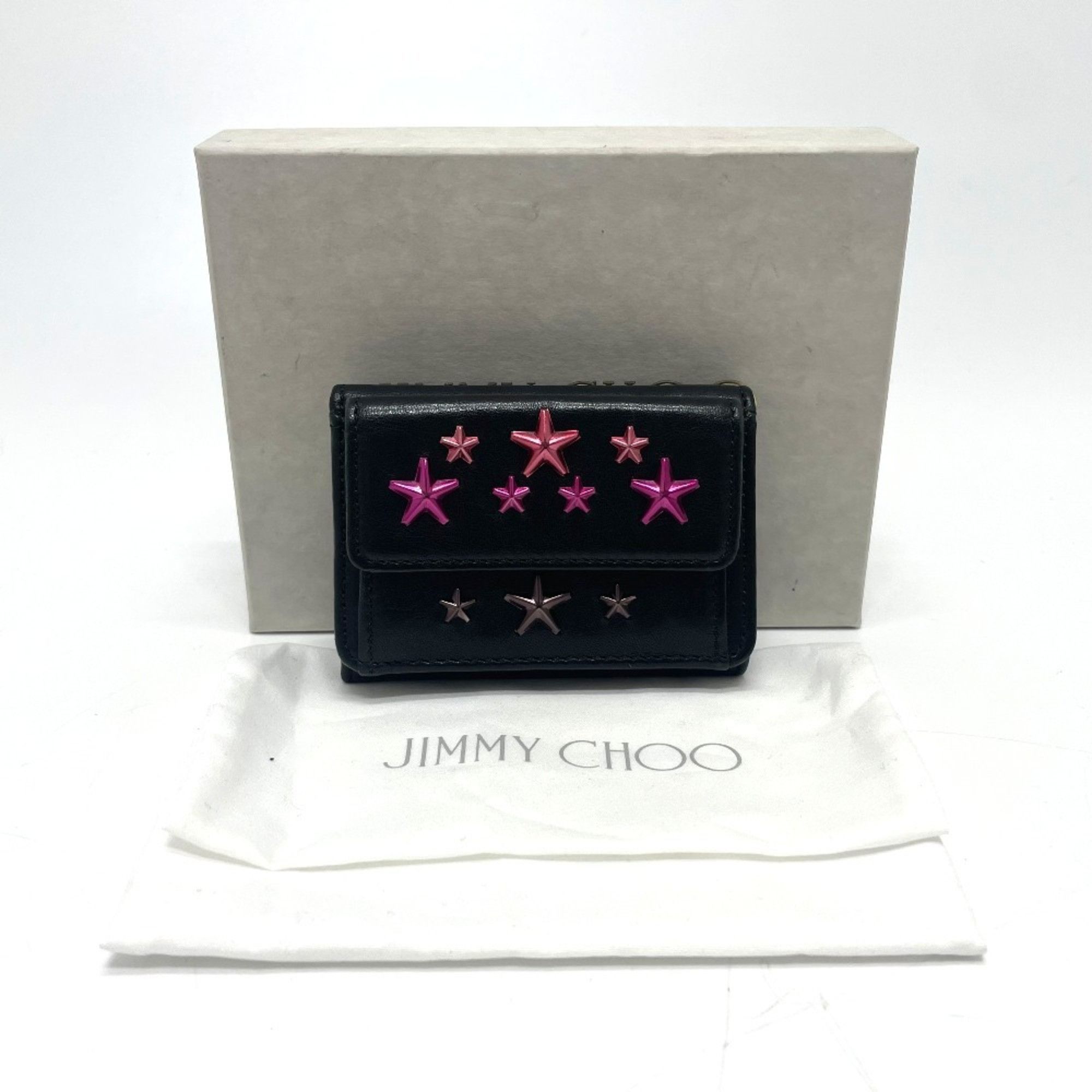 Jimmy Choo JIMMY CHOO Star Stud Wallet, Compact Mini Tri-fold Leather Women's, Black Size ONE SIZE - 11 Thumbnail