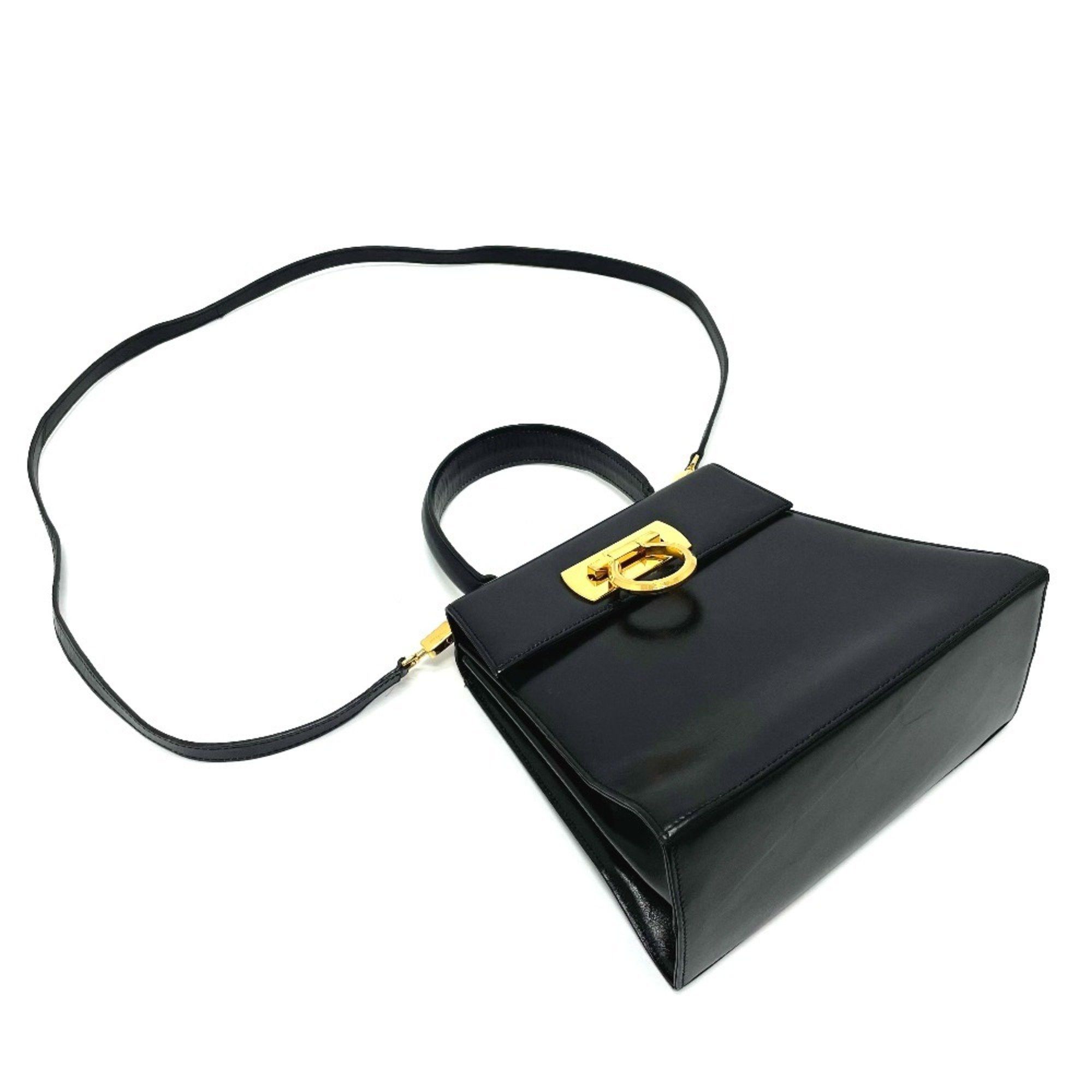 Salvatore Ferragamo Gancini 2-Way Mini Shoulder Bag in Black Leather (O212193)