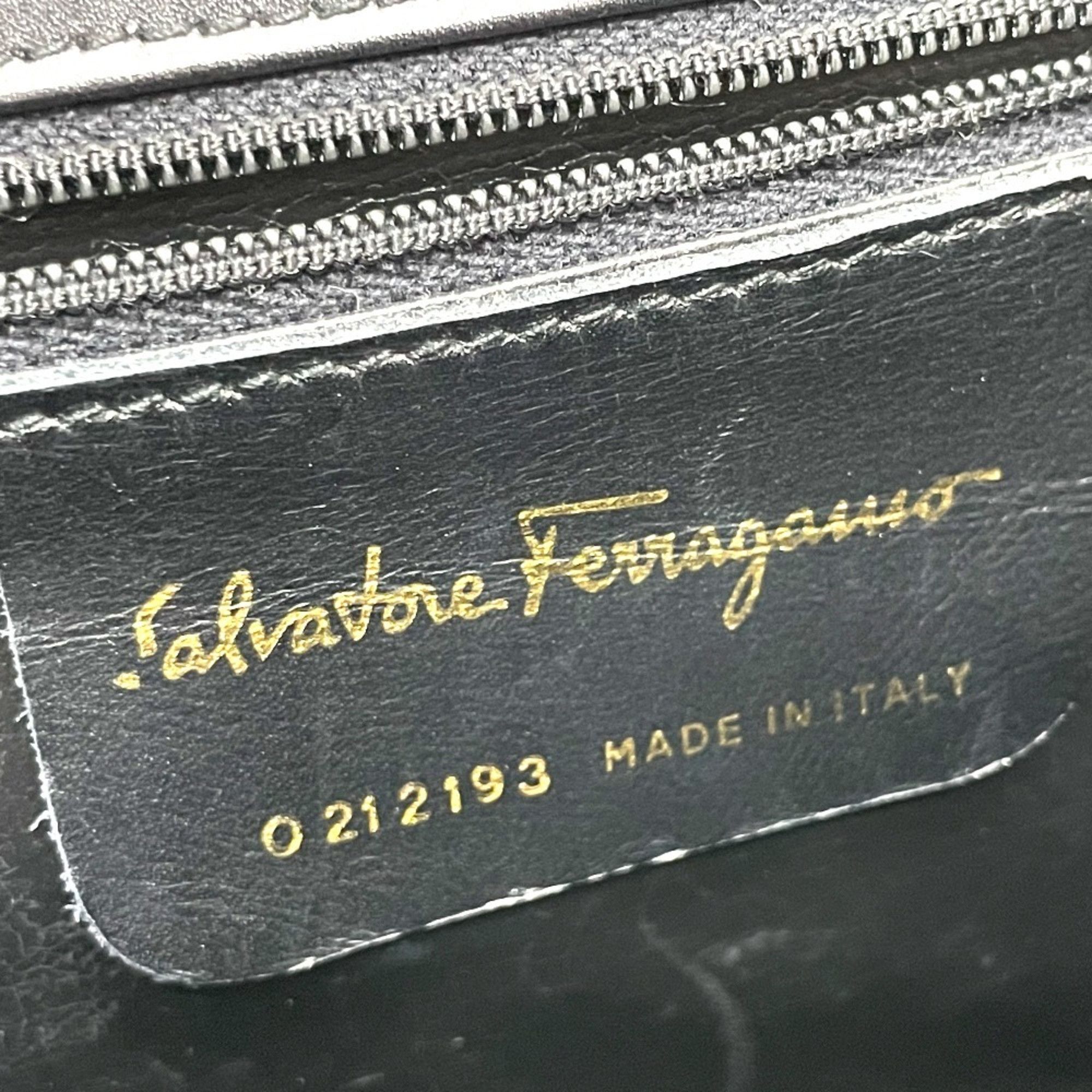 Salvatore Ferragamo Gancini 2-Way Mini Shoulder Bag in Black Leather (O212193)