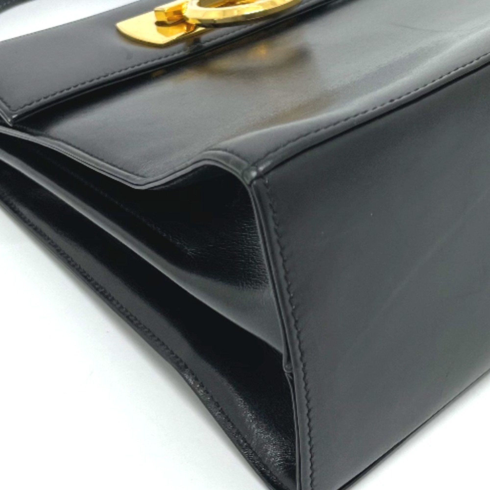 Salvatore Ferragamo Gancini 2-Way Mini Shoulder Bag in Black Leather (O212193)