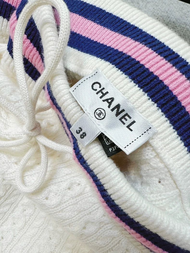 Chanel Chanel 23P Beige Knit Trimmed Mid-Length Pants - dmc Size US 38 / EU 54 - 6 Thumbnail