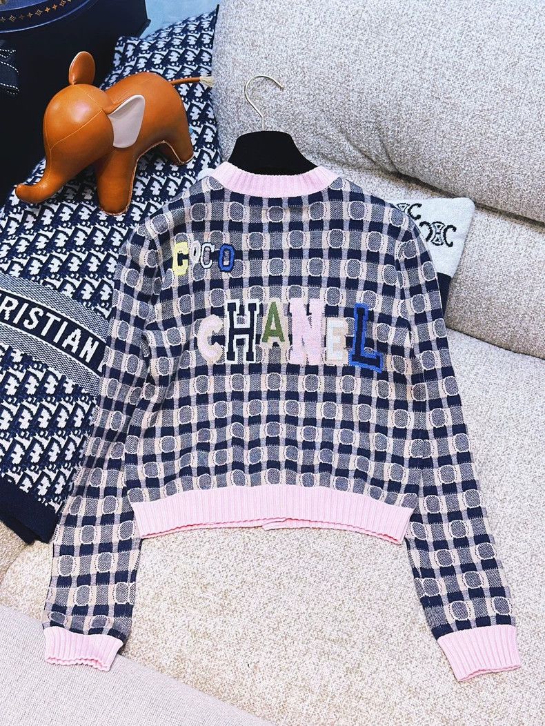 Chanel Chanel 21B Pink Checkerboard Knit Cardigan - dmc Size US S / EU 44-46 / 1 - 2 Thumbnail