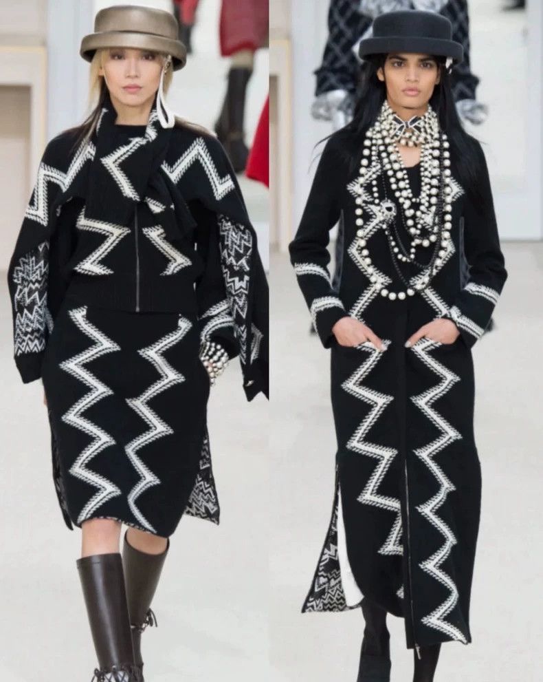 Chanel Chanel Black White Long Wool Sweater Coat - dmc Size US XS / EU 42 / 0 - 2 Thumbnail