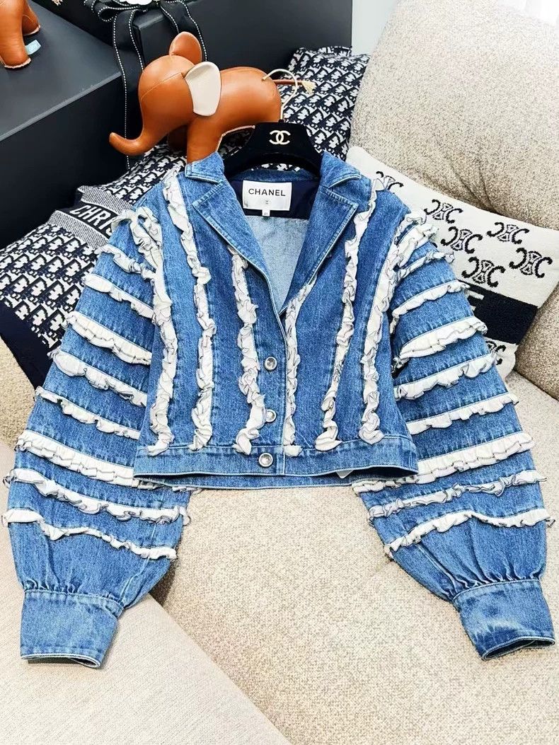 Chanel Chanel 20S Denim Jacket with Ruffles - dmc Size US XS / EU 42 / 0 - 2 Thumbnail