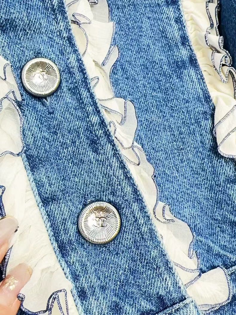 Chanel Chanel 20S Denim Jacket with Ruffles - dmc Size US XS / EU 42 / 0 - 4 Thumbnail