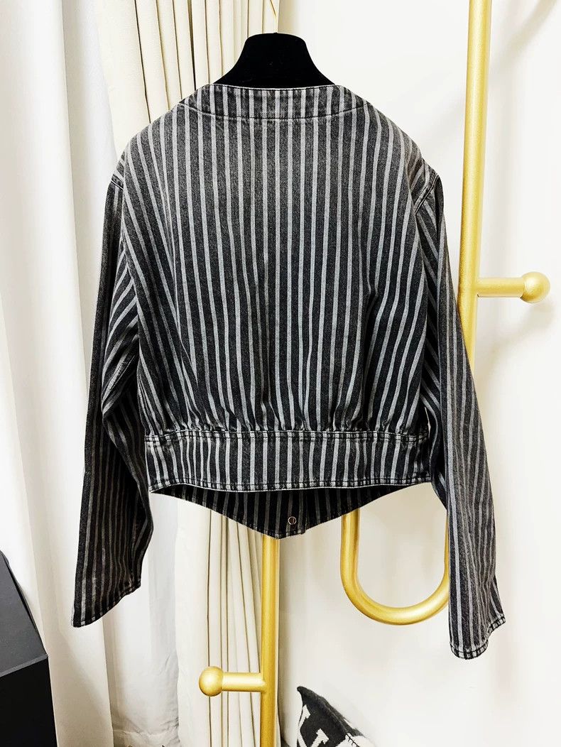 Chanel Chanel 20K Striped Denim Jacket - dmc Size US S / EU 44-46 / 1 - 3 Thumbnail