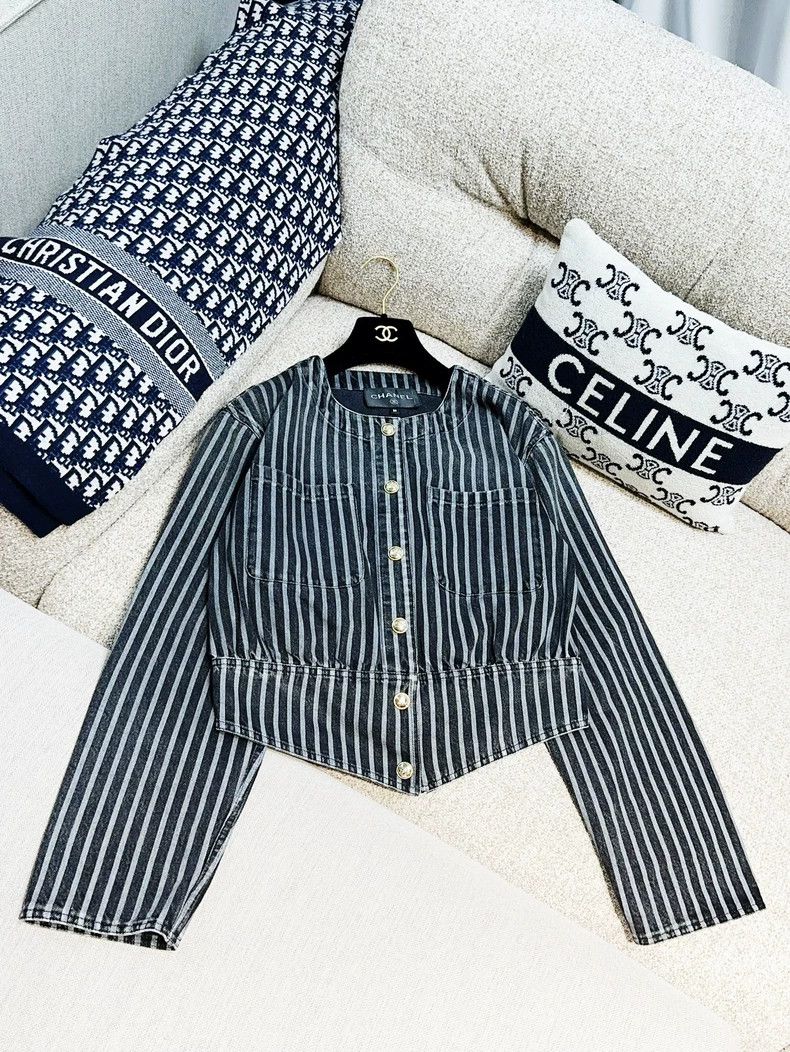 Chanel Chanel 20K Striped Denim Jacket - dmc Size US S / EU 44-46 / 1 - 2 Thumbnail