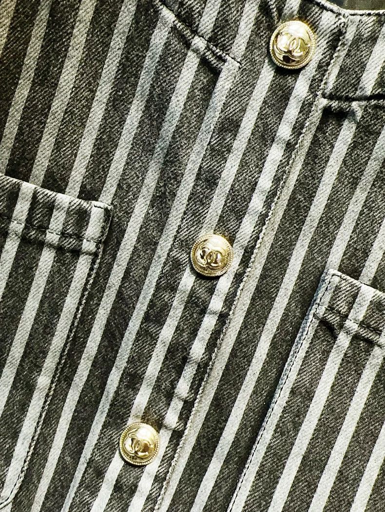 Chanel Chanel 20K Striped Denim Jacket - dmc Size US S / EU 44-46 / 1 - 4 Thumbnail