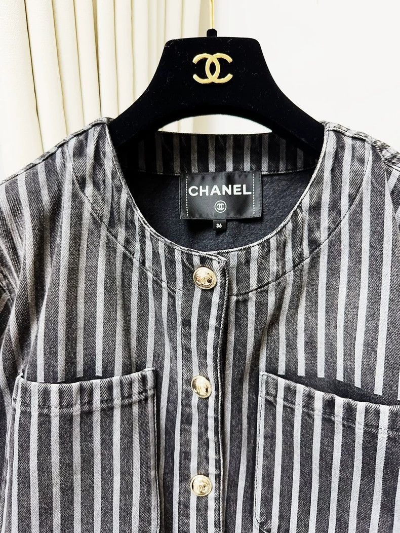 Chanel Chanel 20K Striped Denim Jacket - dmc Size US S / EU 44-46 / 1 - 5 Thumbnail