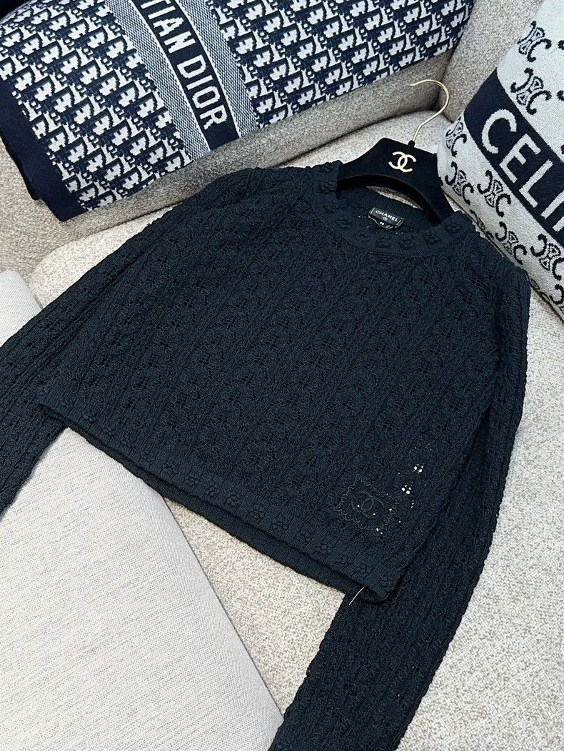 Chanel Chanel 24P Black Embroidered Knit Sweater - dmc Size US M / EU 48-50 / 2 - 2 Thumbnail
