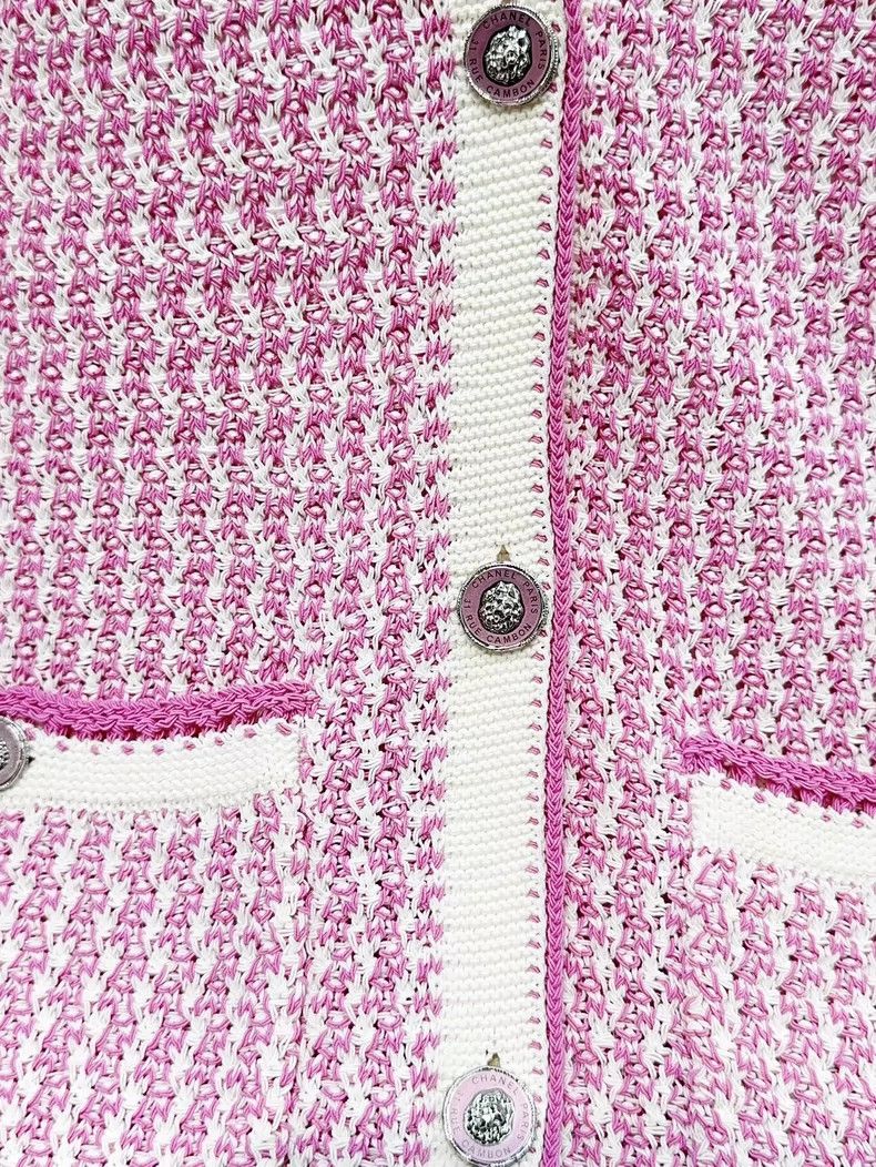 Chanel Chanel 22P Pink White Knit Cardigan - dmc Size US S / EU 44-46 / 1 - 4 Thumbnail