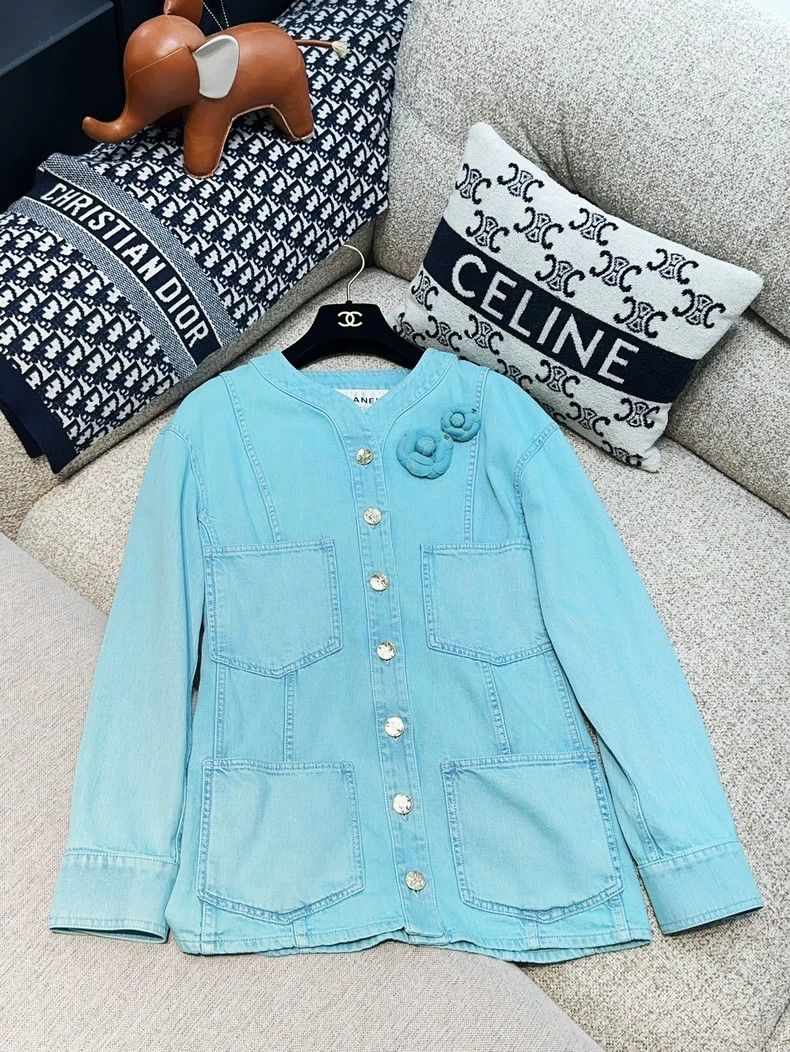 Chanel Chanel Blue Camellia Denim Jacket - dmc Size US XS / EU 42 / 0 - 2 Thumbnail