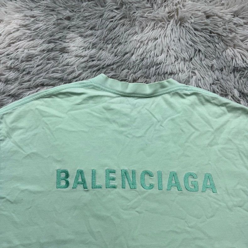 Balenciaga Balenciaga Mint Green Back Logo Tee - dmc Size US M / EU 48-50 / 2 - 5 Thumbnail