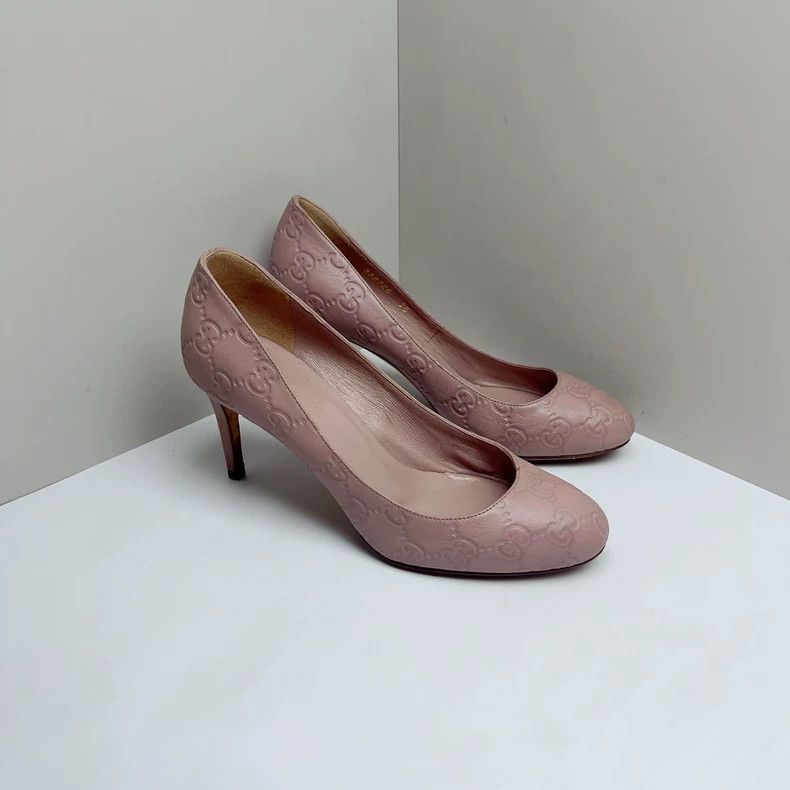 Gucci Gucci Women's Leather Kitten Heel Pumps - dmc Size US 5 / EU 37 - 3 Thumbnail