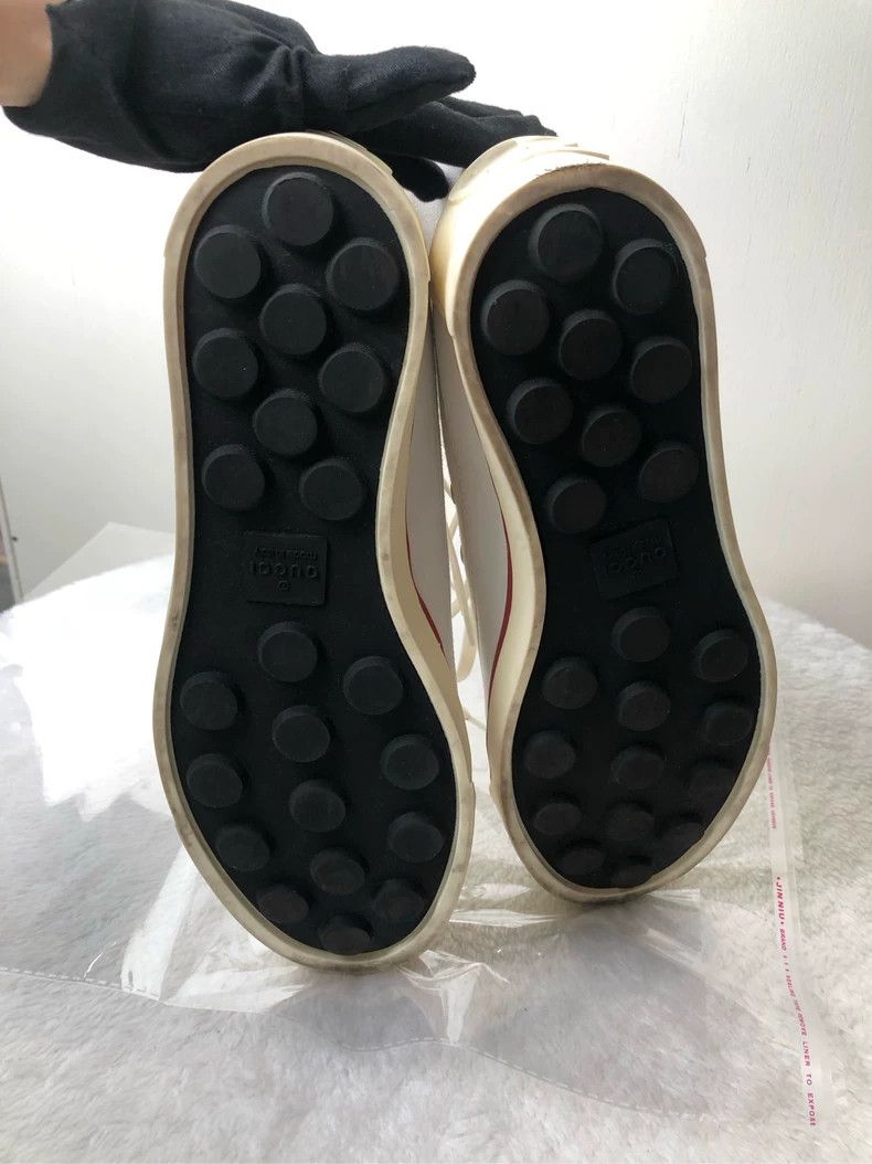 Gucci Gucci White High-Top Sneakers with Red-Green Web Strap - dmc Size US 7.5 / EU 40-41 - 6 Thumbnail