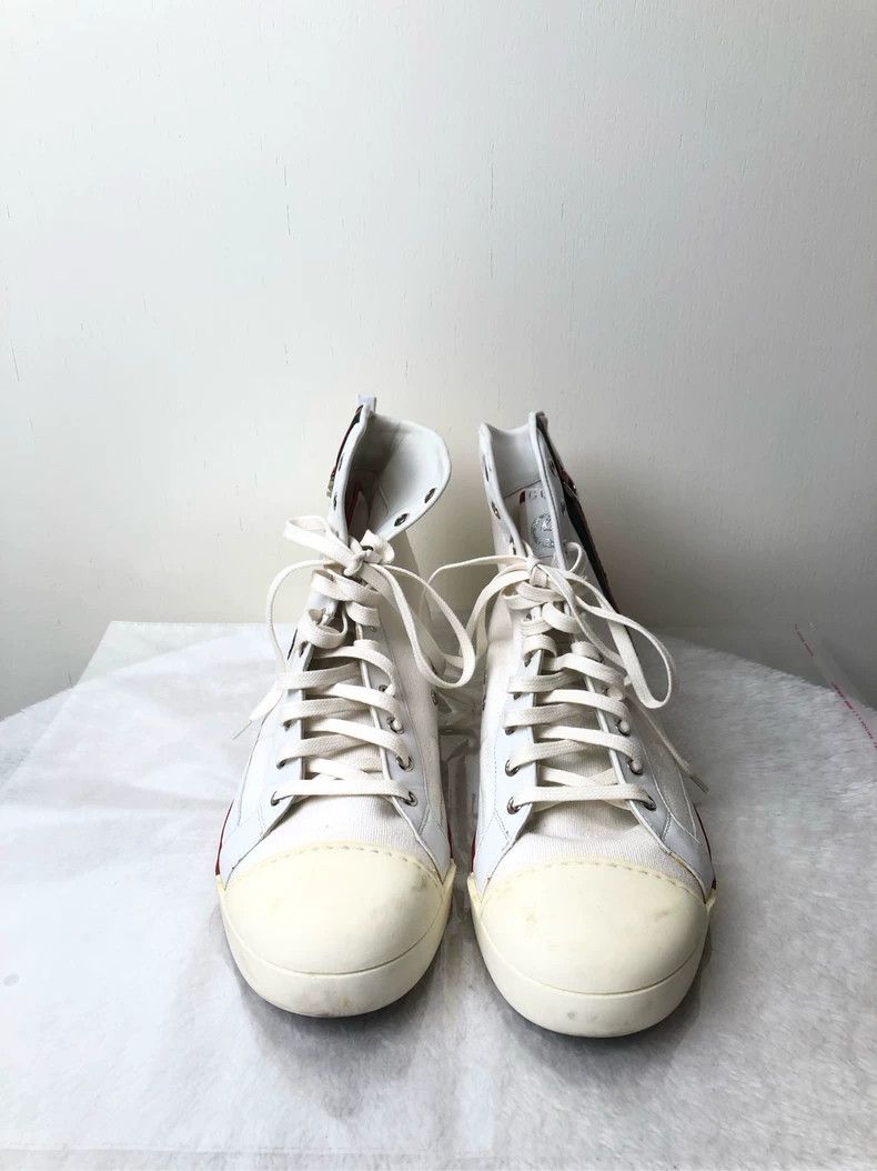 Gucci Gucci White High-Top Sneakers with Red-Green Web Strap - dmc Size US 7.5 / EU 40-41 - 2 Thumbnail