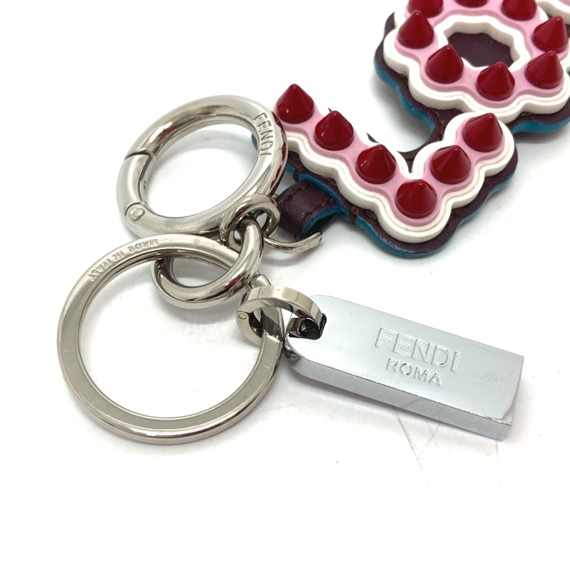 Fendi FENDI 12473513 Logo Stud Key Ring Charm with USB, Rubber/Leather, Women's, Multicolor Size ONE SIZE - 3 Thumbnail