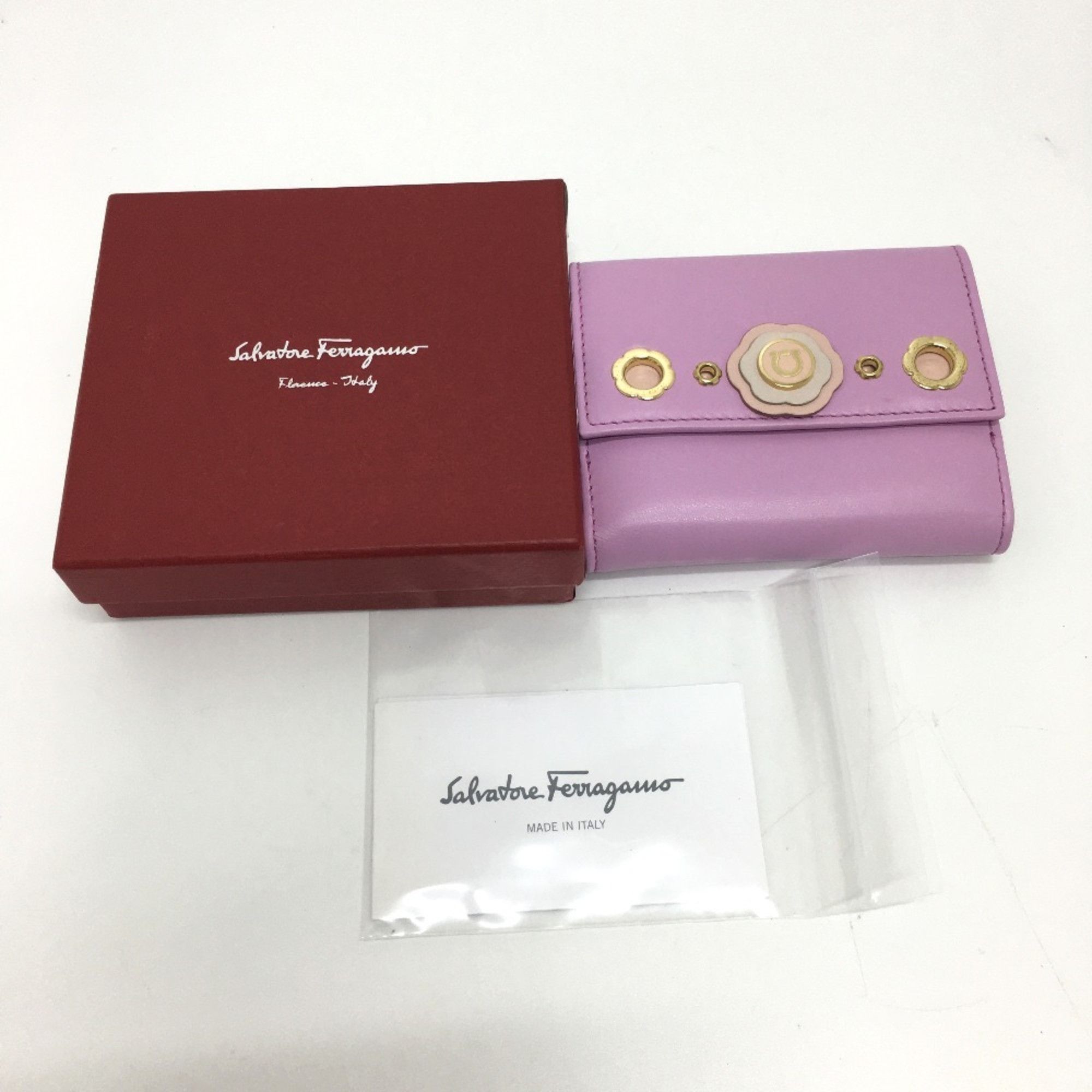 Salvatore Ferragamo Salvatore Ferragamo Gancini bifold wallet in purple leather for women Size ONE SIZE - 13 Thumbnail